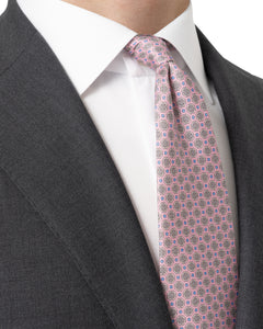 ETON - Medallion Print Silk Tie in Pink