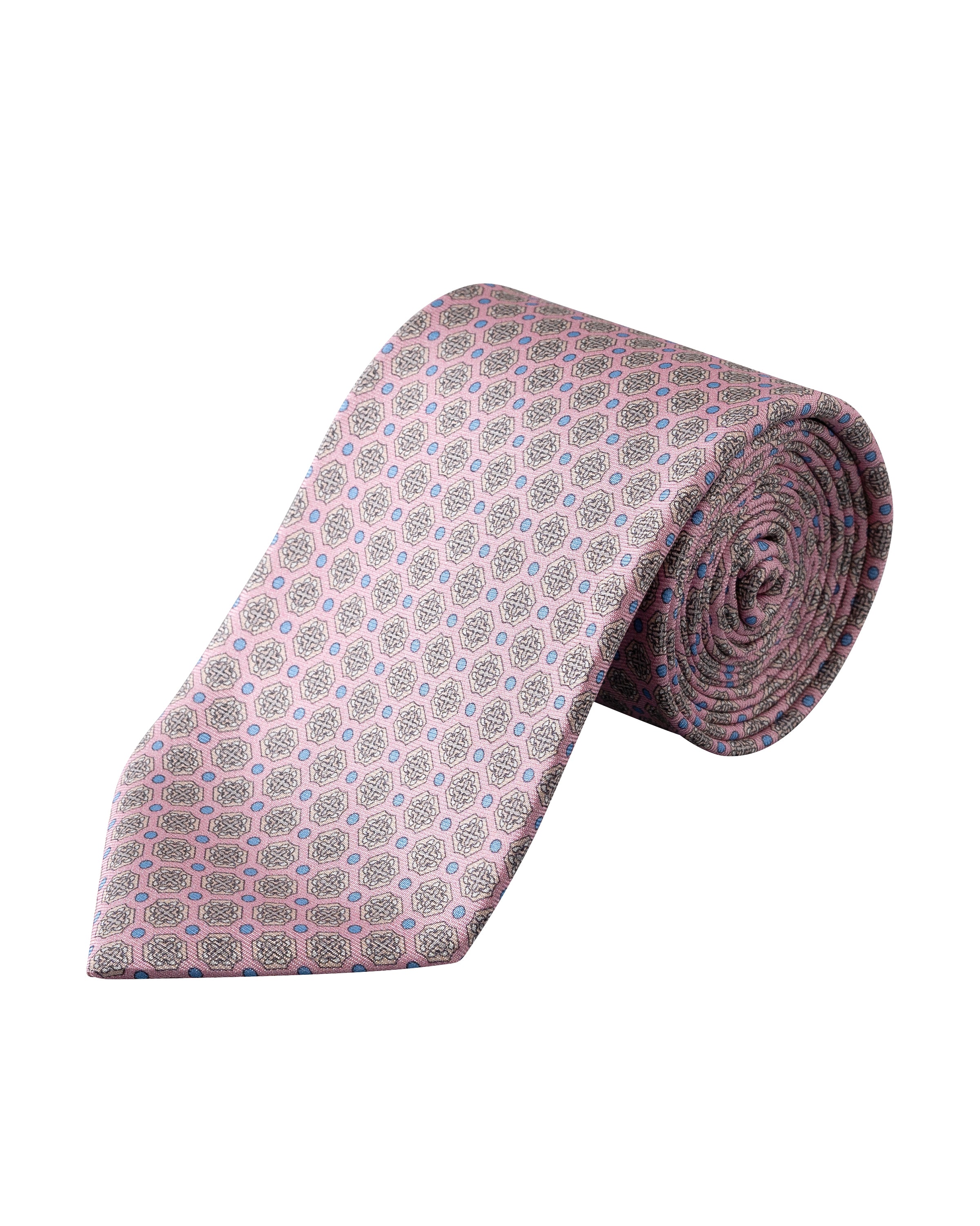 ETON - Medallion Print Silk Tie in Pink