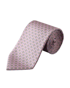 ETON - Medallion Print Silk Tie in Pink