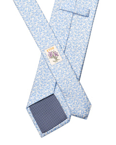 ETON - Floral Print Silk Tie in Light Blue