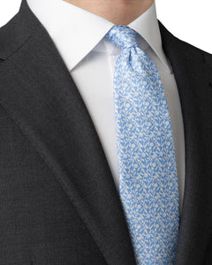 ETON - Floral Print Silk Tie in Light Blue