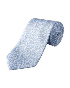 ETON - Floral Print Silk Tie in Light Blue