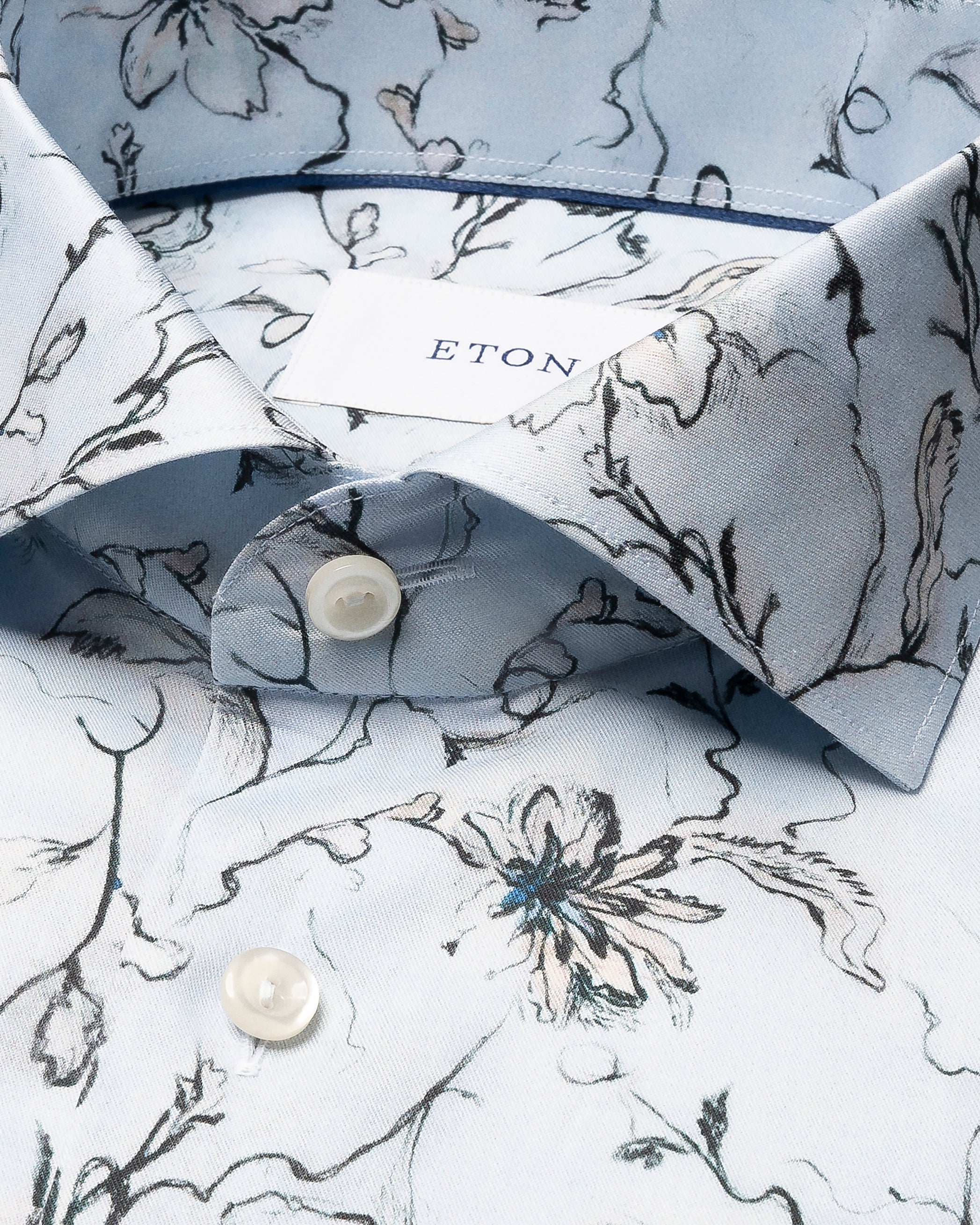 ETON - SLIM FIT Floral Sinature Twill Shirt in Light Blue 10001348021