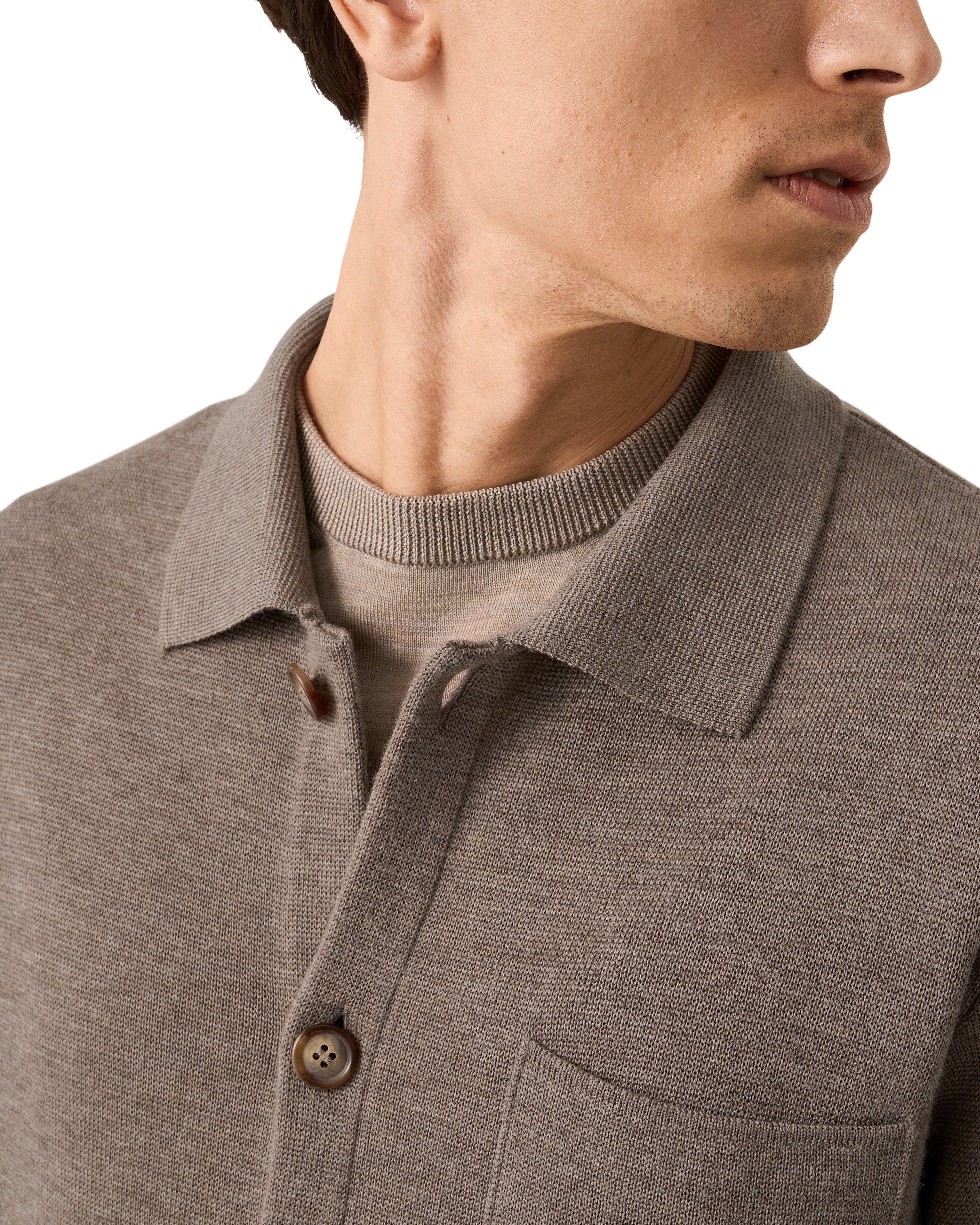 ETON - Milano Knit Shirt Jacket In Brown 100013666 32