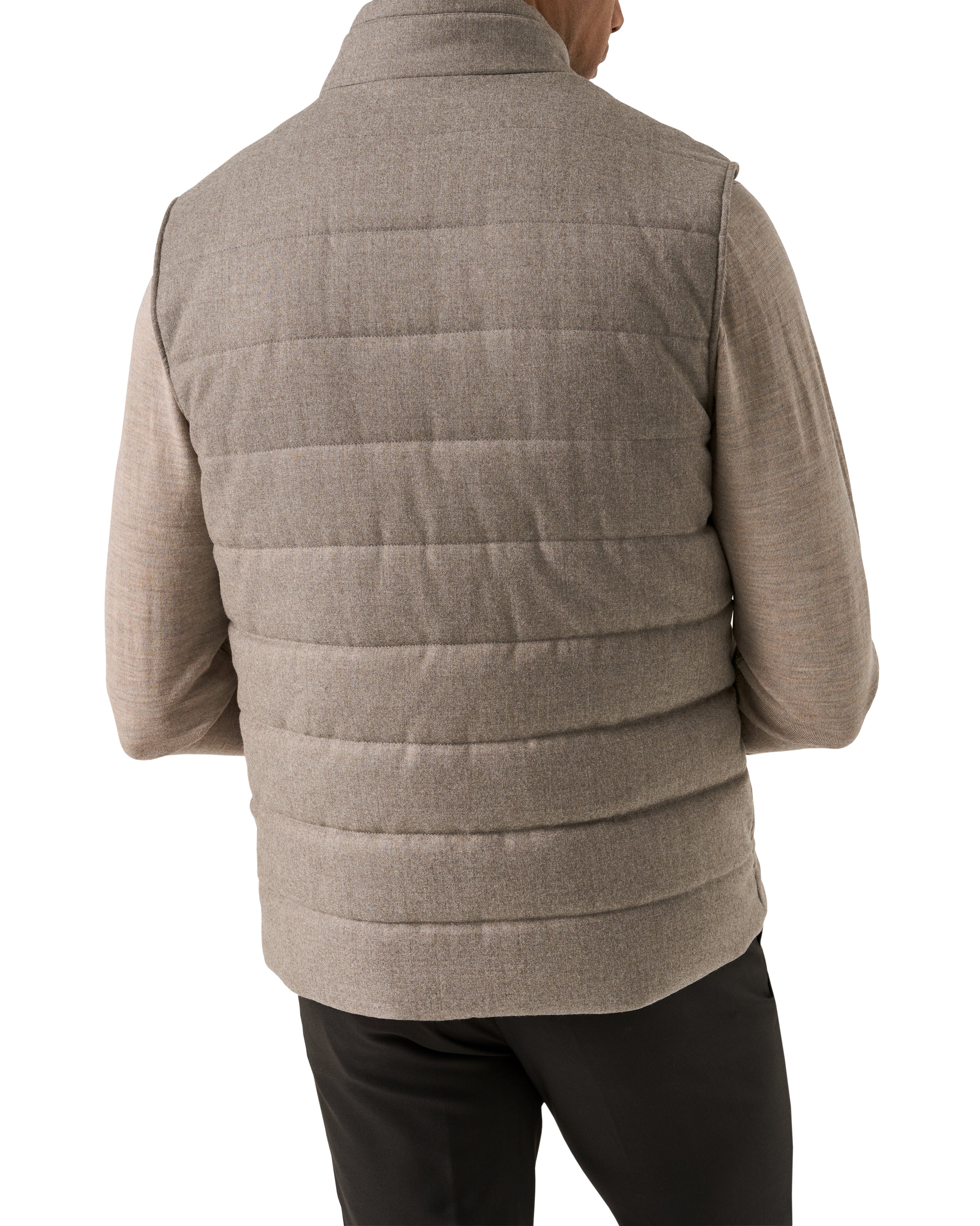 ETON - Wool Flannel Zip Vest in Beige Brown 10001406428