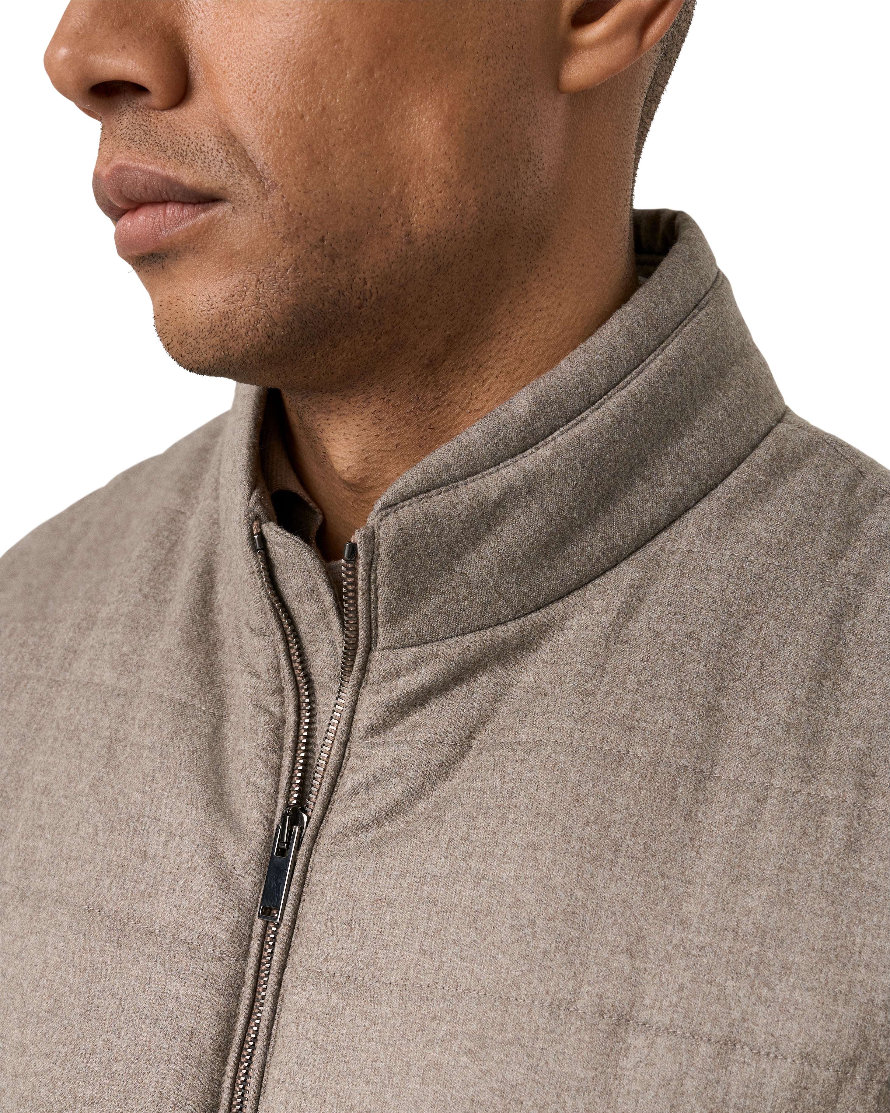 ETON - Wool Flannel Zip Vest in Beige Brown 10001406428