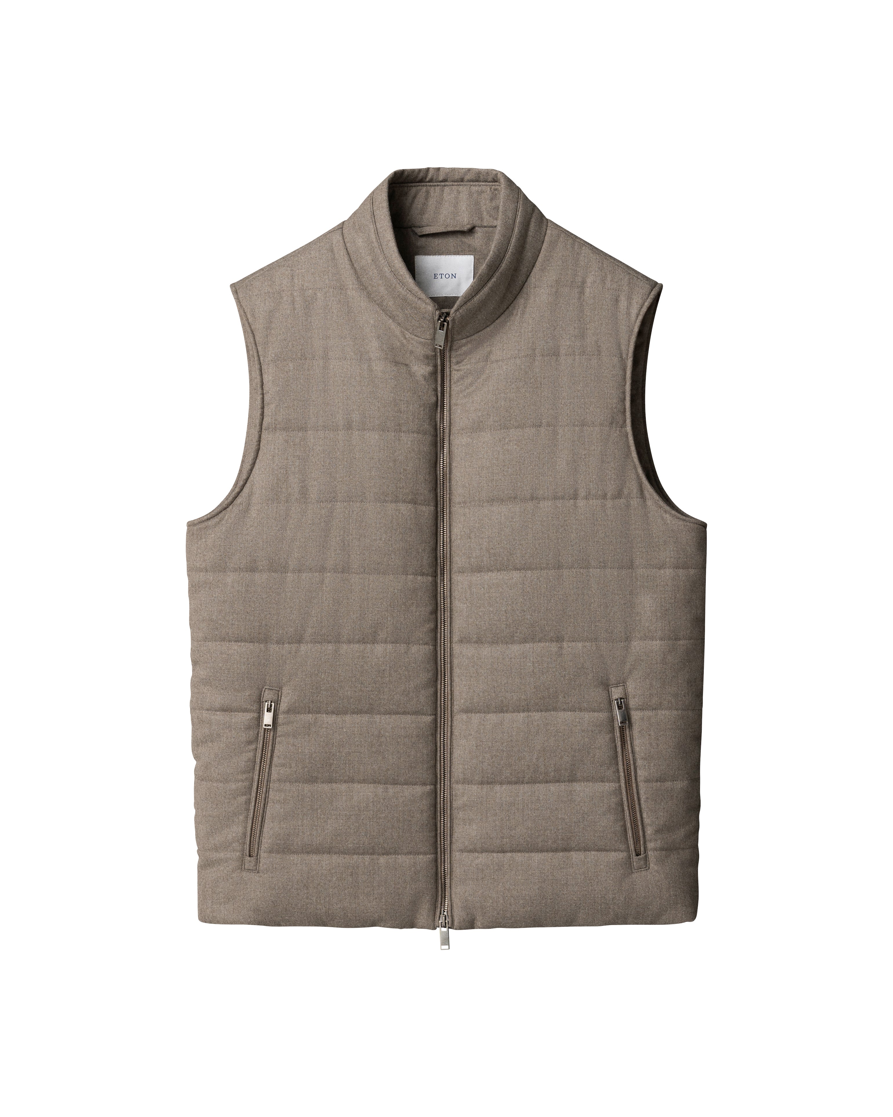 ETON - Wool Flannel Zip Vest in Beige Brown 10001406428