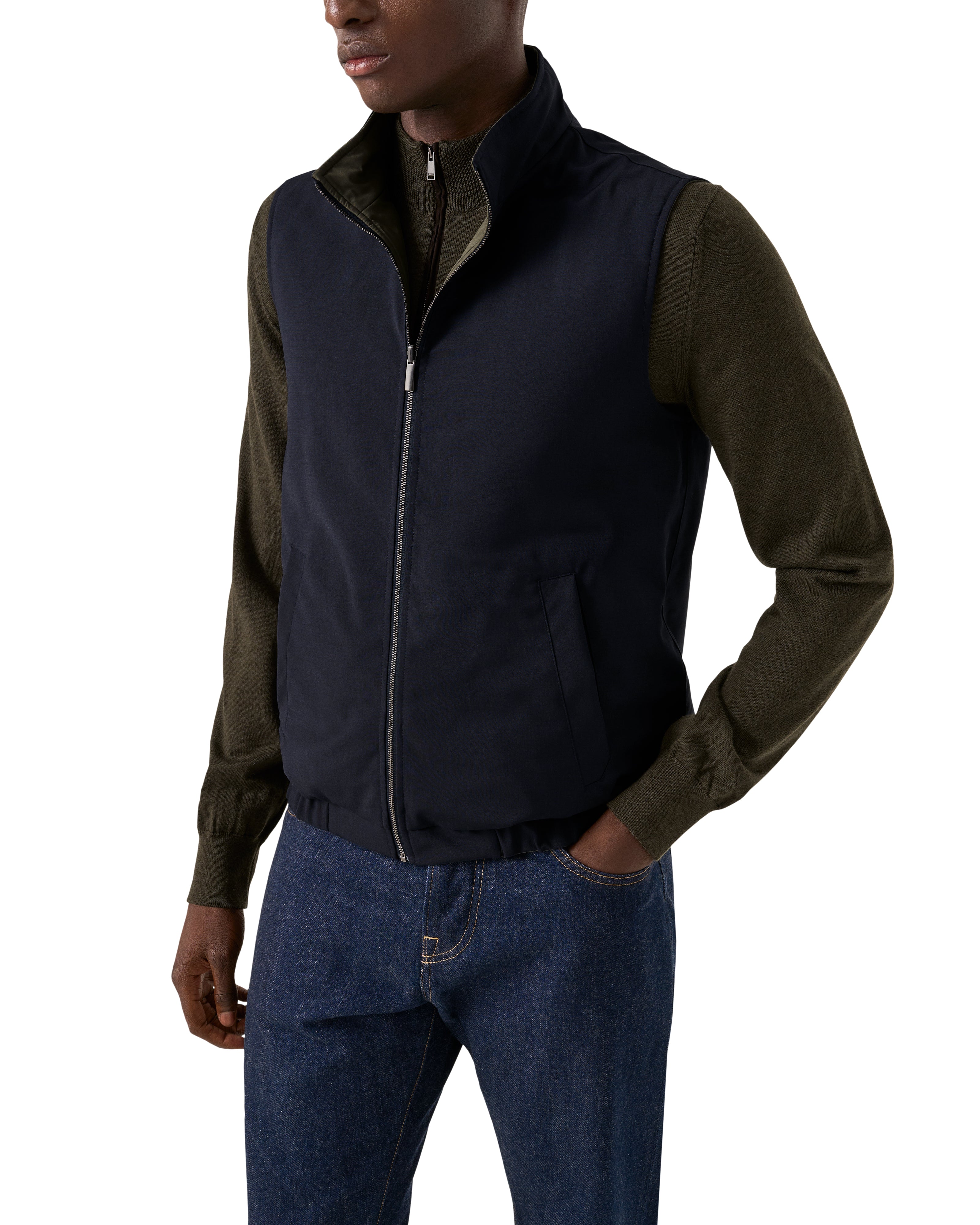 ETON - Reversible Vest in Navy and Khaki Green 100013745 28