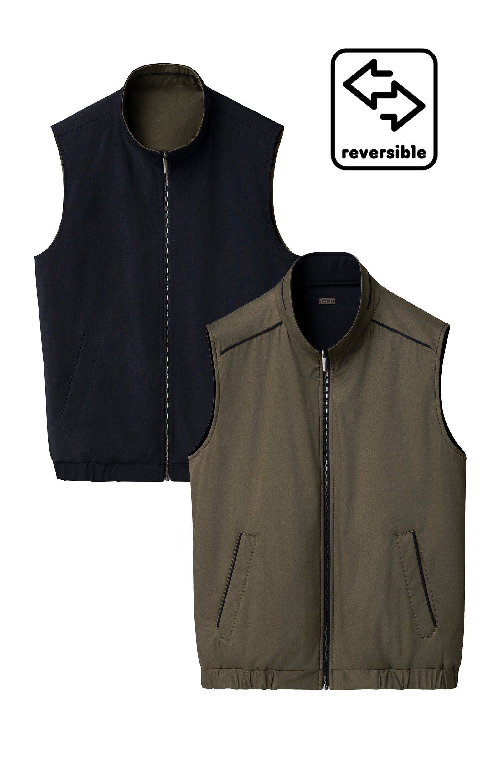 ETON - Reversible Vest in Navy and Khaki Green 100013745 28