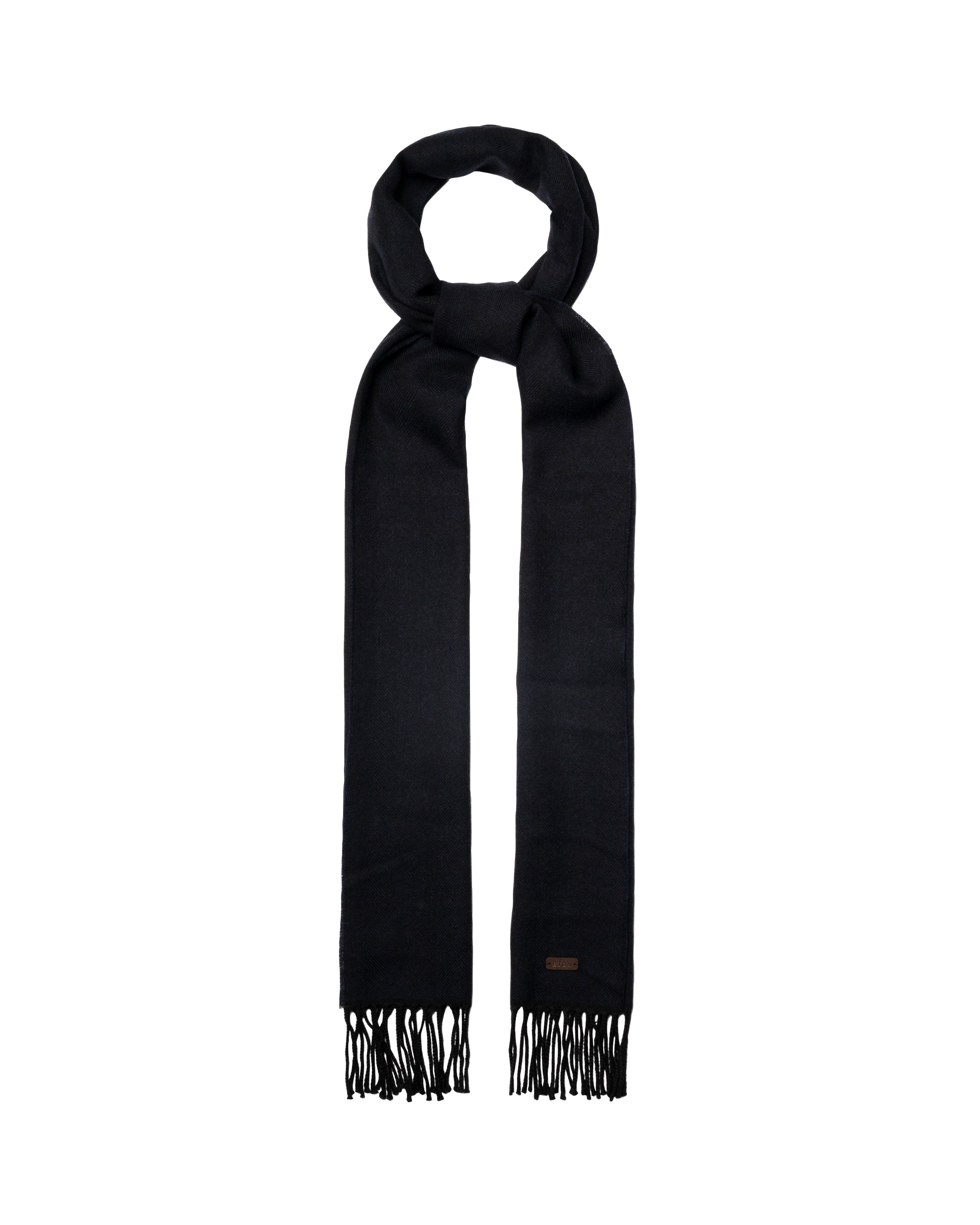 ETON - Herringbone Merino Wool Scarf in Dark Blue 10001385726
