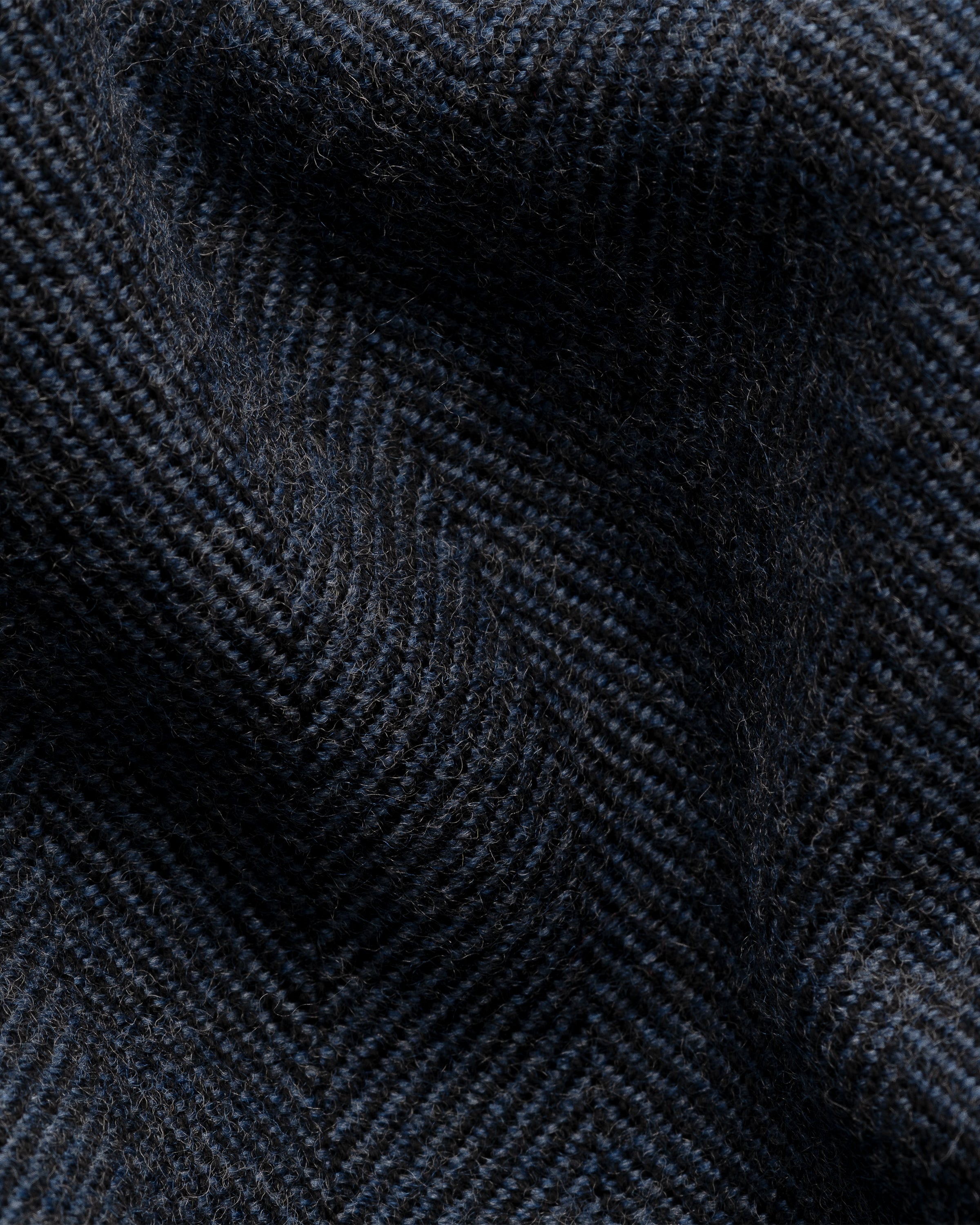 ETON - Herringbone Merino Wool Scarf in Navy Blue 10001385728