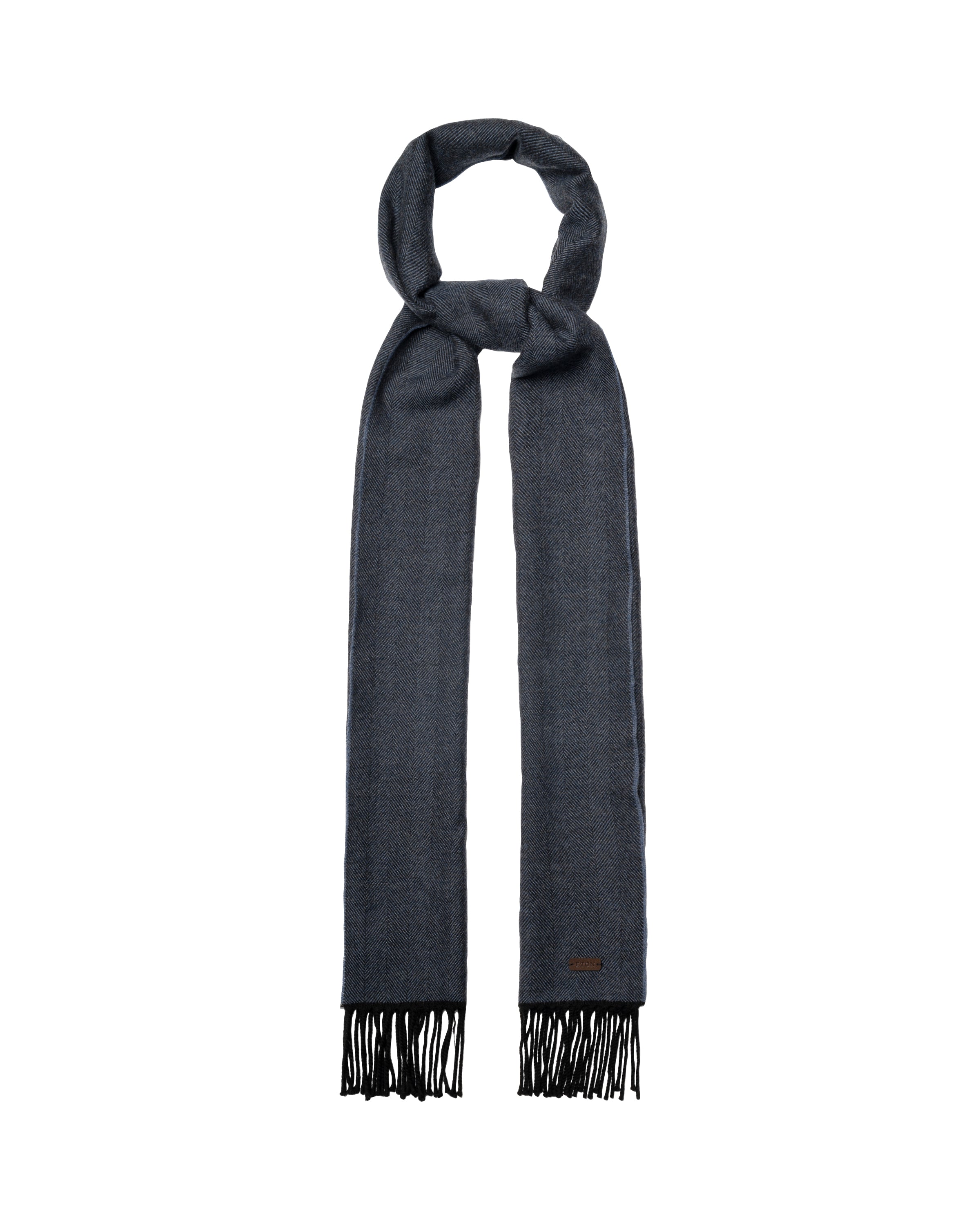 ETON - Herringbone Merino Wool Scarf in Navy Blue 10001385728
