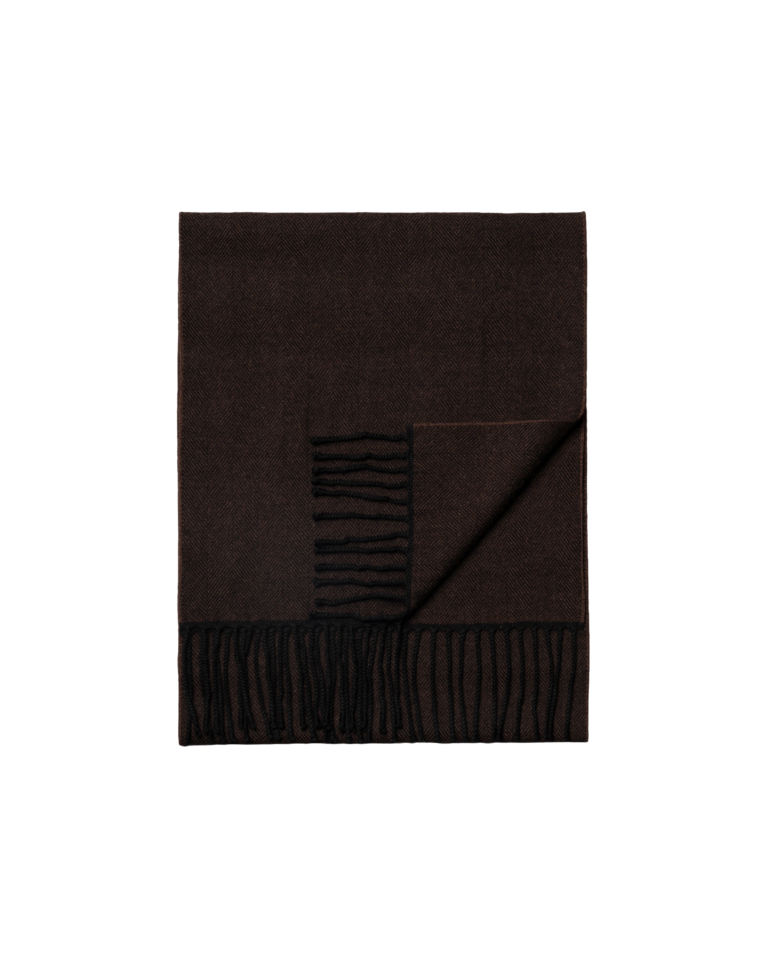 ETON - Herringbone Merino Wool Scarf in Dark Brown 10001385738