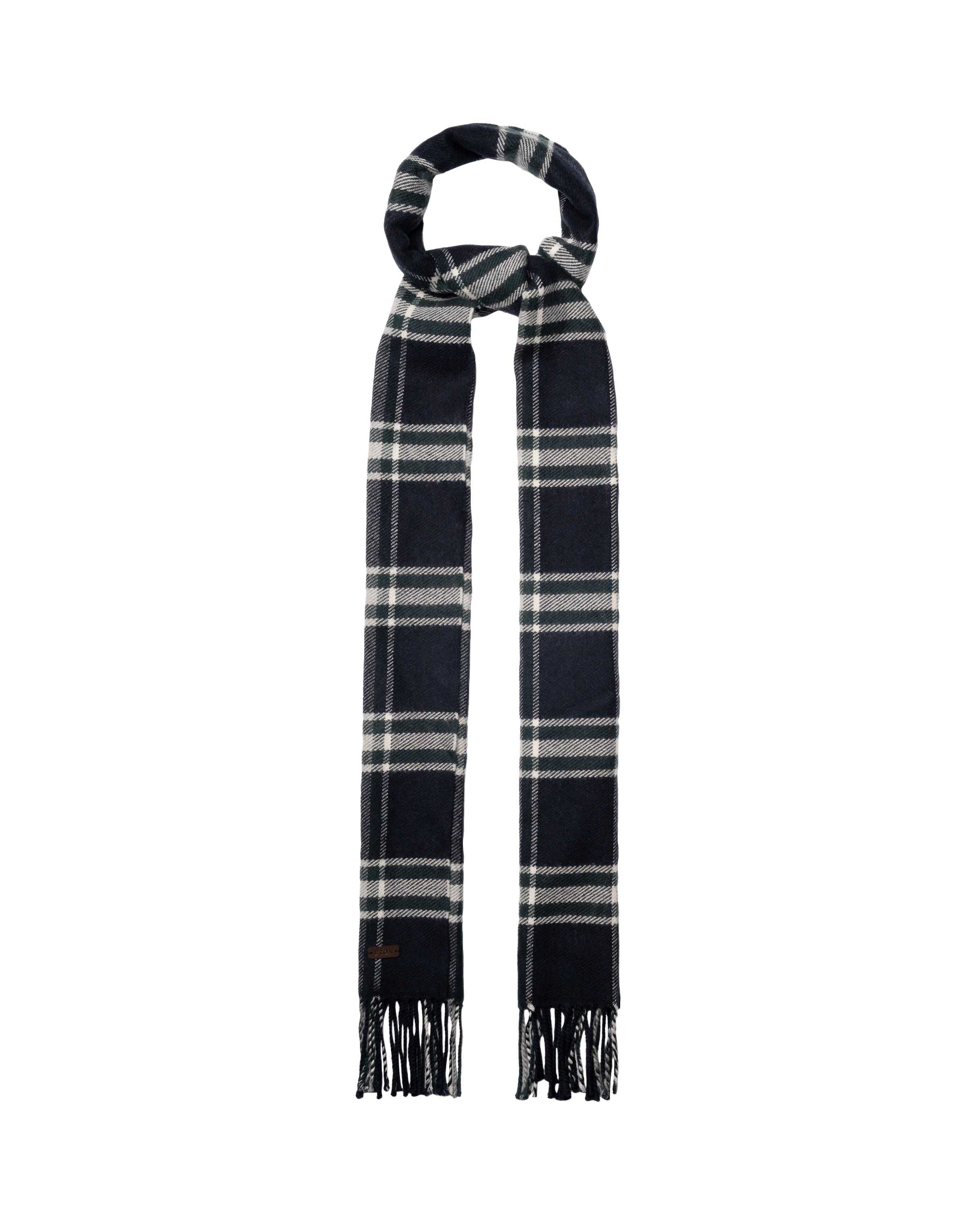 ETON - Plaid Merino Wool Scarf in Navy Blue 10001386228
