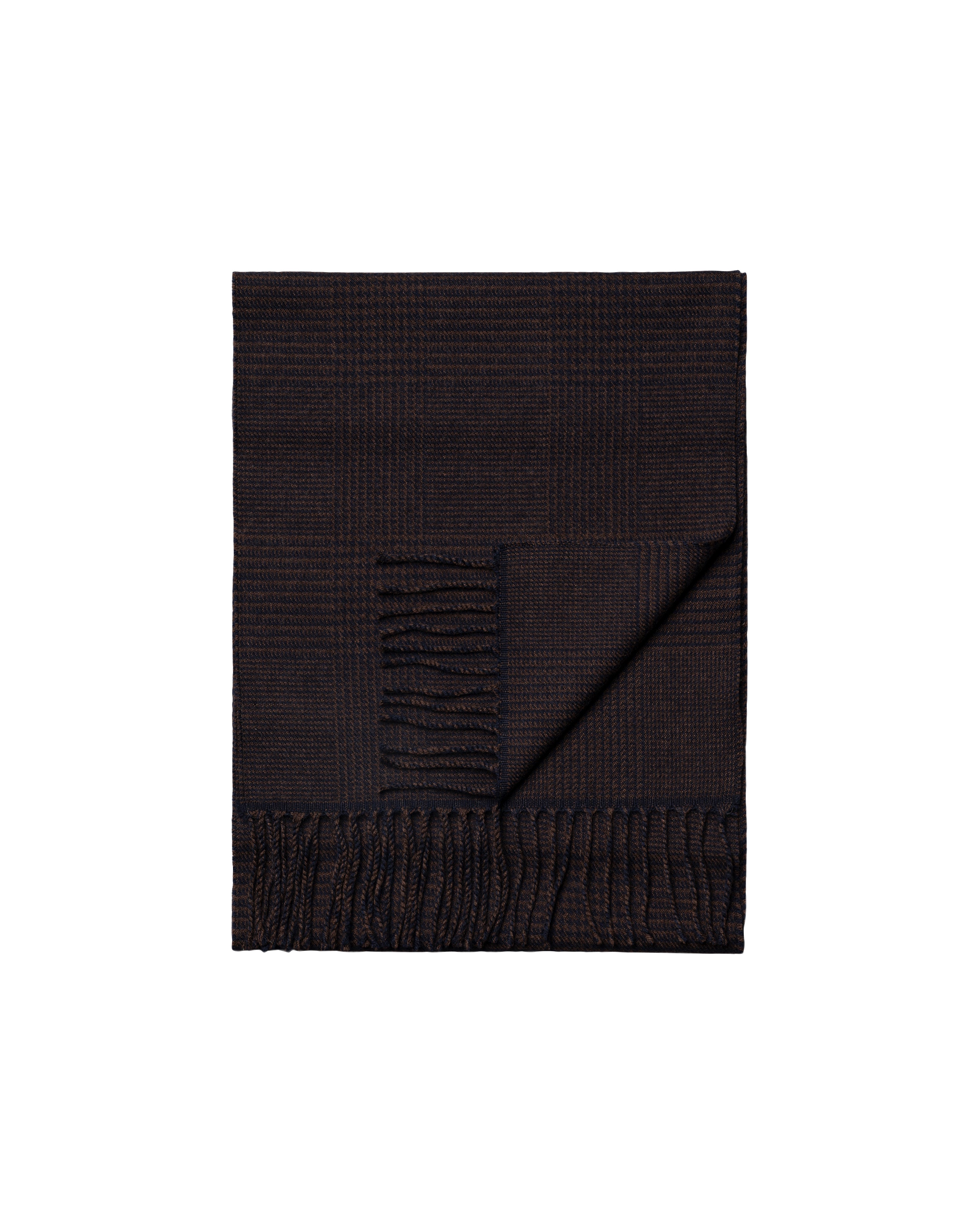 ETON - Check Merino Wool Scarf in Dark Brown 10001386738