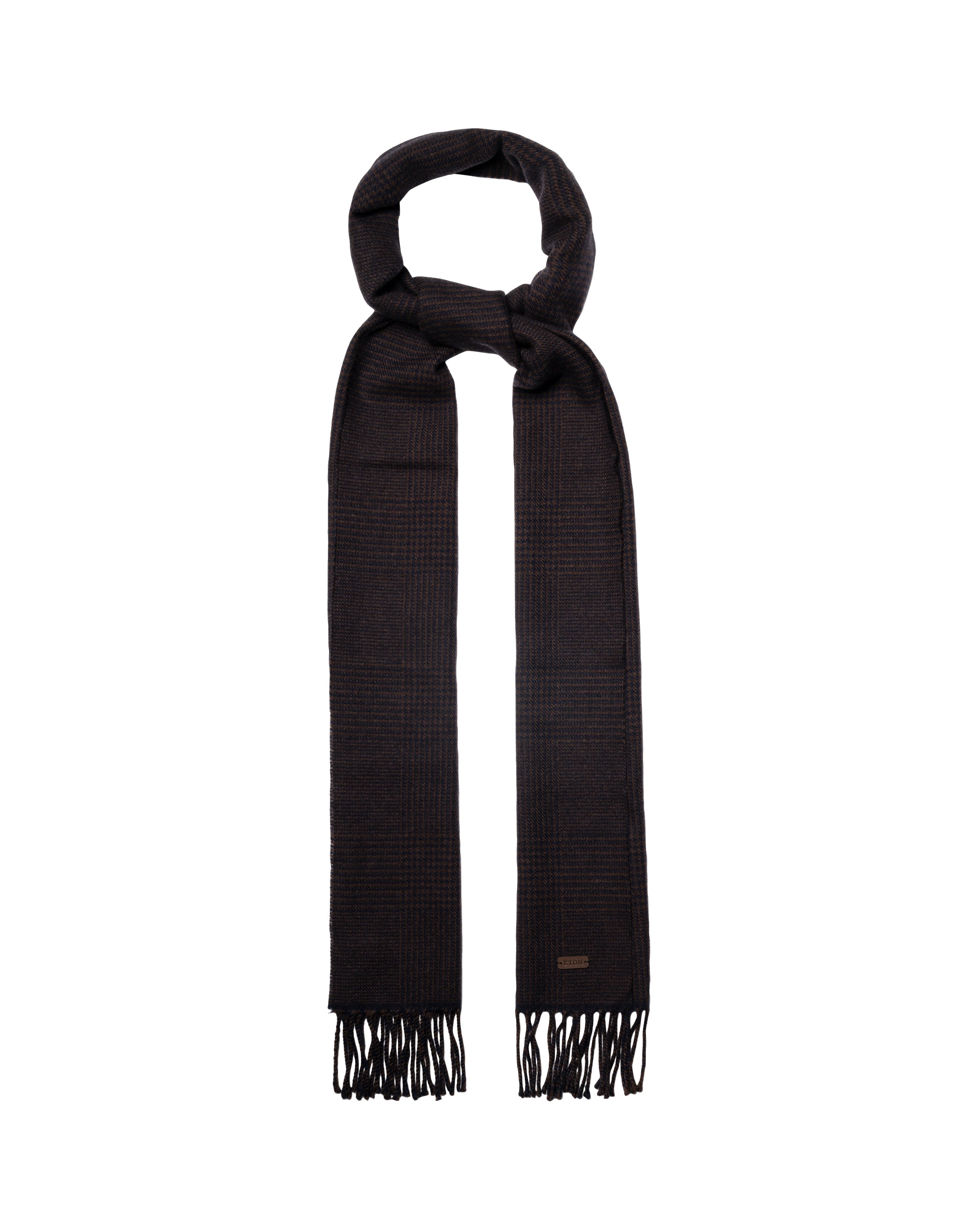 ETON - Check Merino Wool Scarf in Dark Brown 10001386738