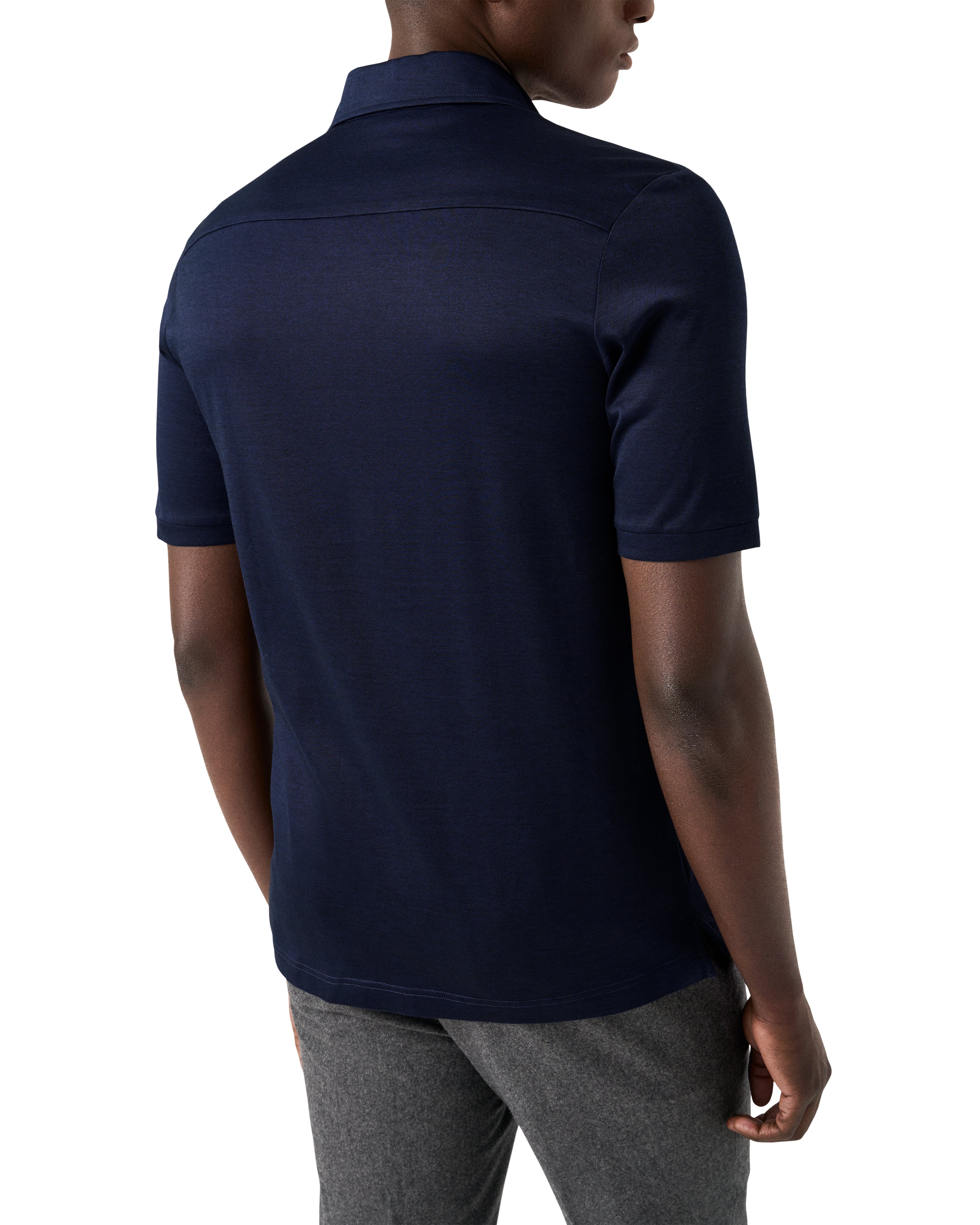 ETON - Filo Di Scorzia Jaquard Polo Shirt in Navy Blue 10001390729