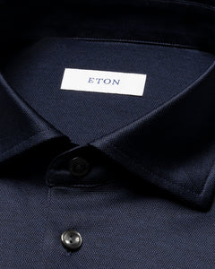 ETON - Filo Di Scorzia Jaquard Polo Shirt in Navy Blue 10001390729