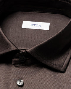 ETON - Filo Di Scorzia Jaquard Polo Shirt in Brown 10001390738