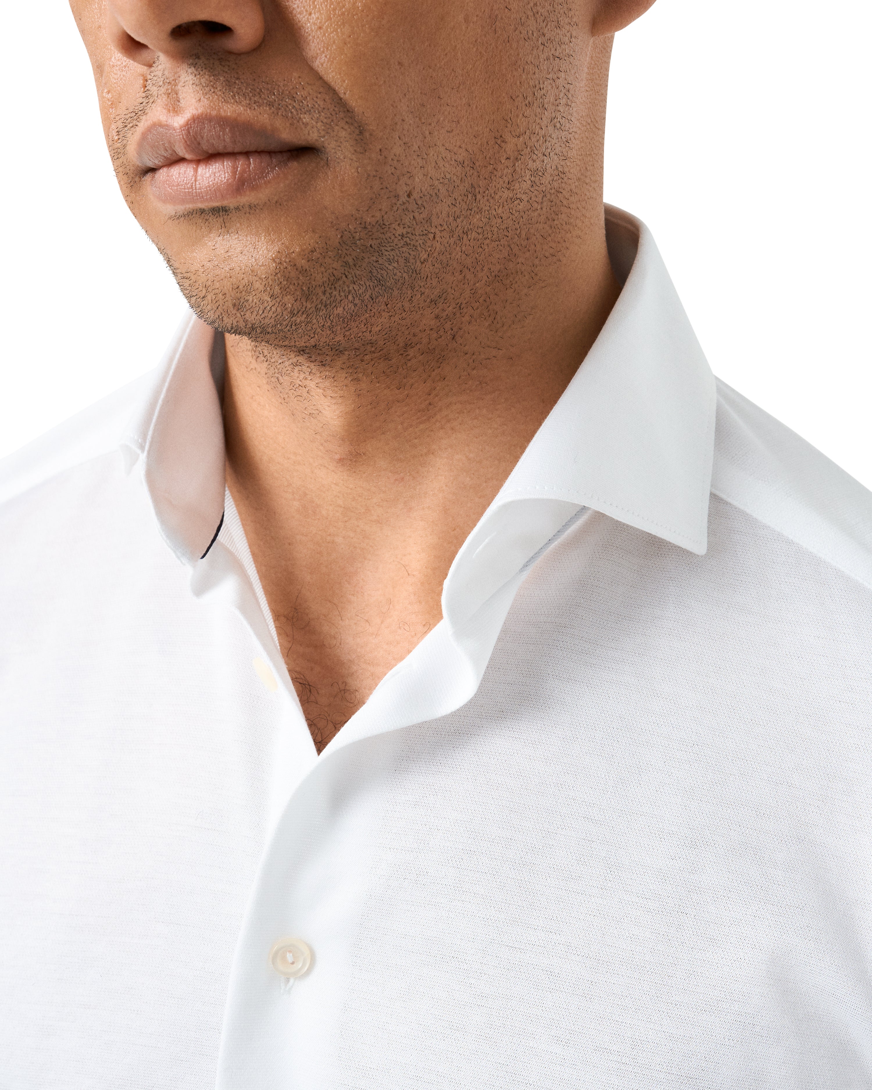 ETON - White SLIM FIT Filo di Scozia Jacquard Knit Shirt 10001397100