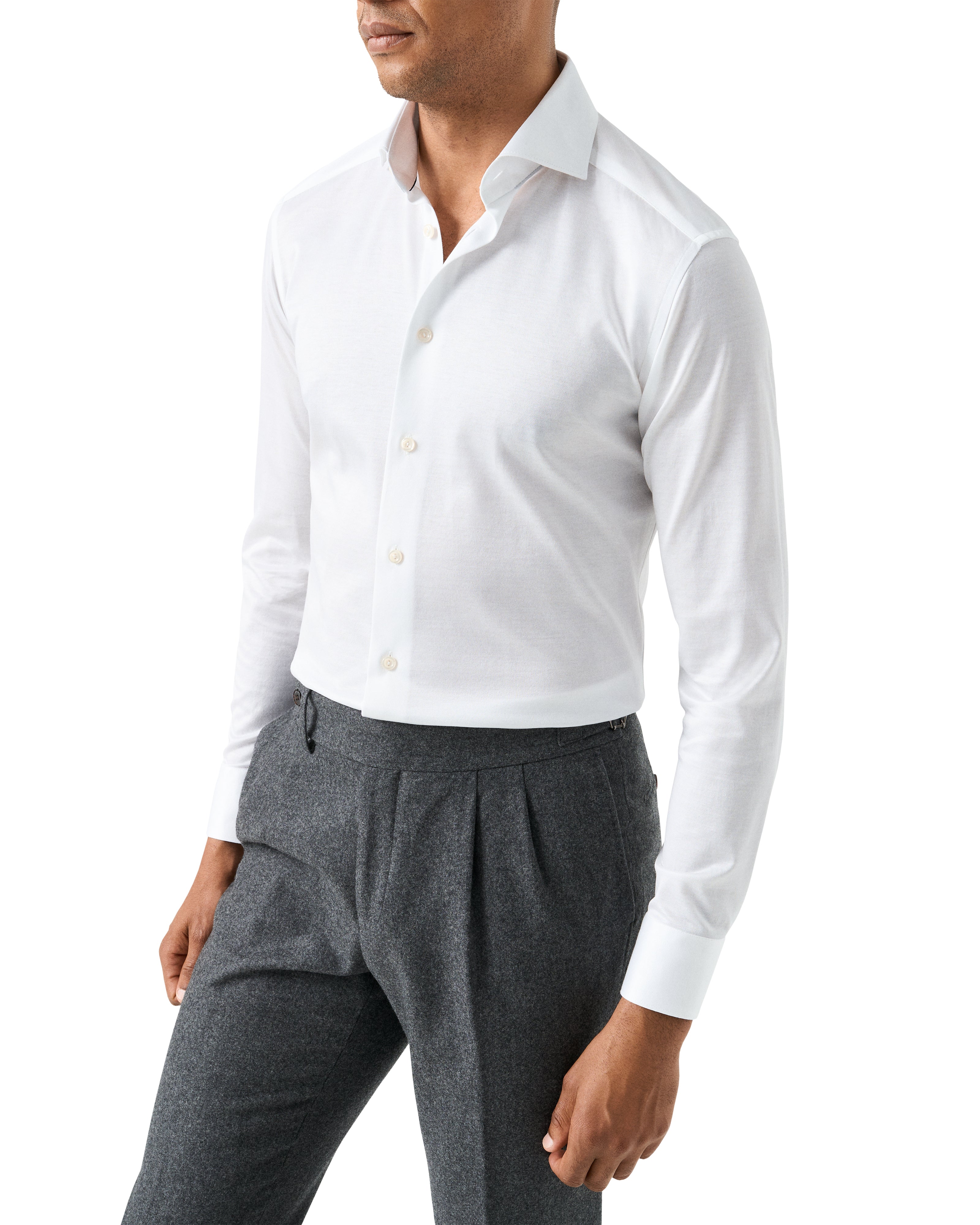 ETON - White SLIM FIT Filo di Scozia Jacquard Knit Shirt 10001397100