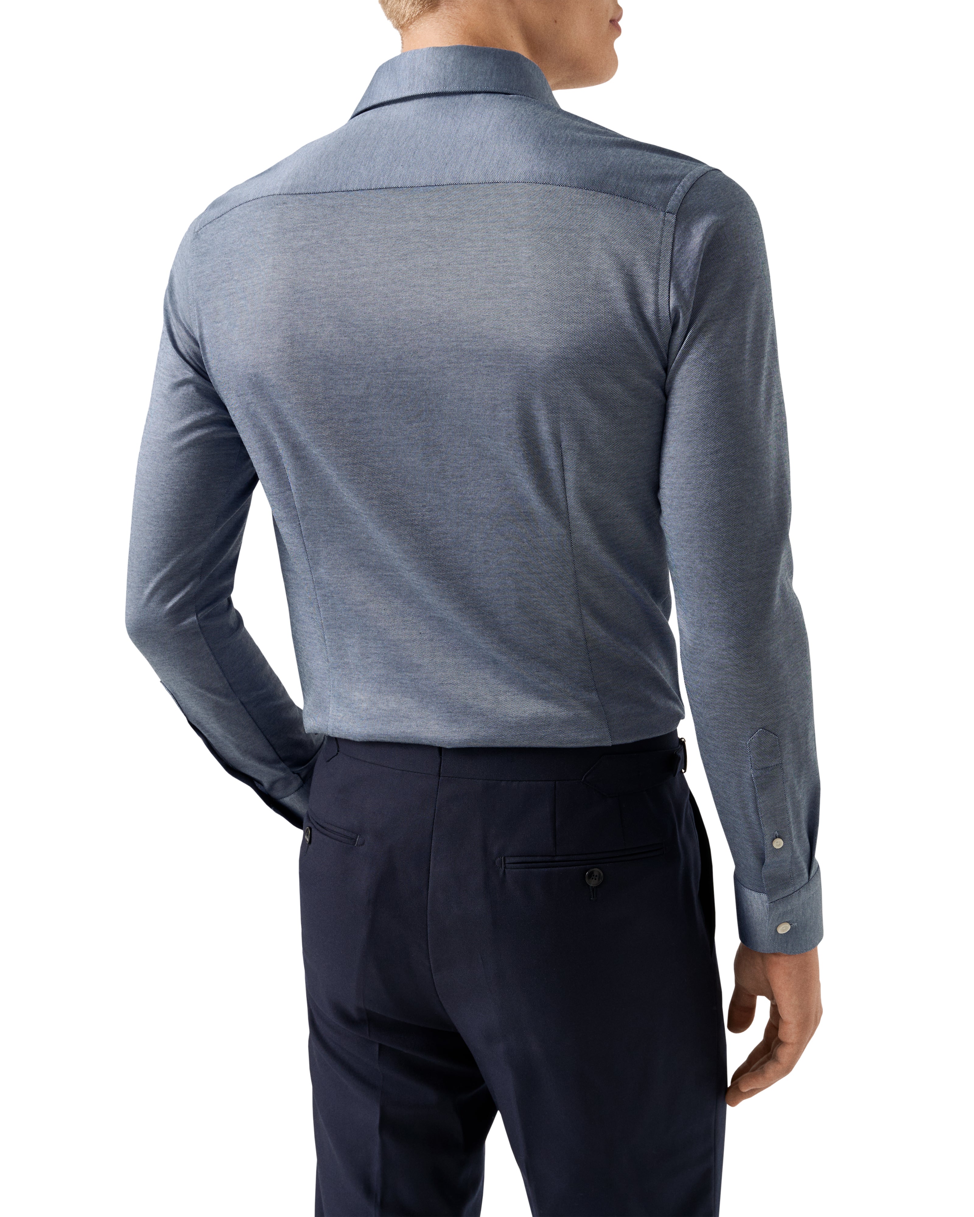 ETON - SLIM FIT Filo Di Scozia Jacquard Knit Shirt in Blue 10001397127