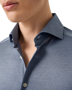 ETON - SLIM FIT Filo Di Scozia Jacquard Knit Shirt in Blue 10001397127