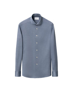 ETON - SLIM FIT Filo Di Scozia Jacquard Knit Shirt in Blue 10001397127