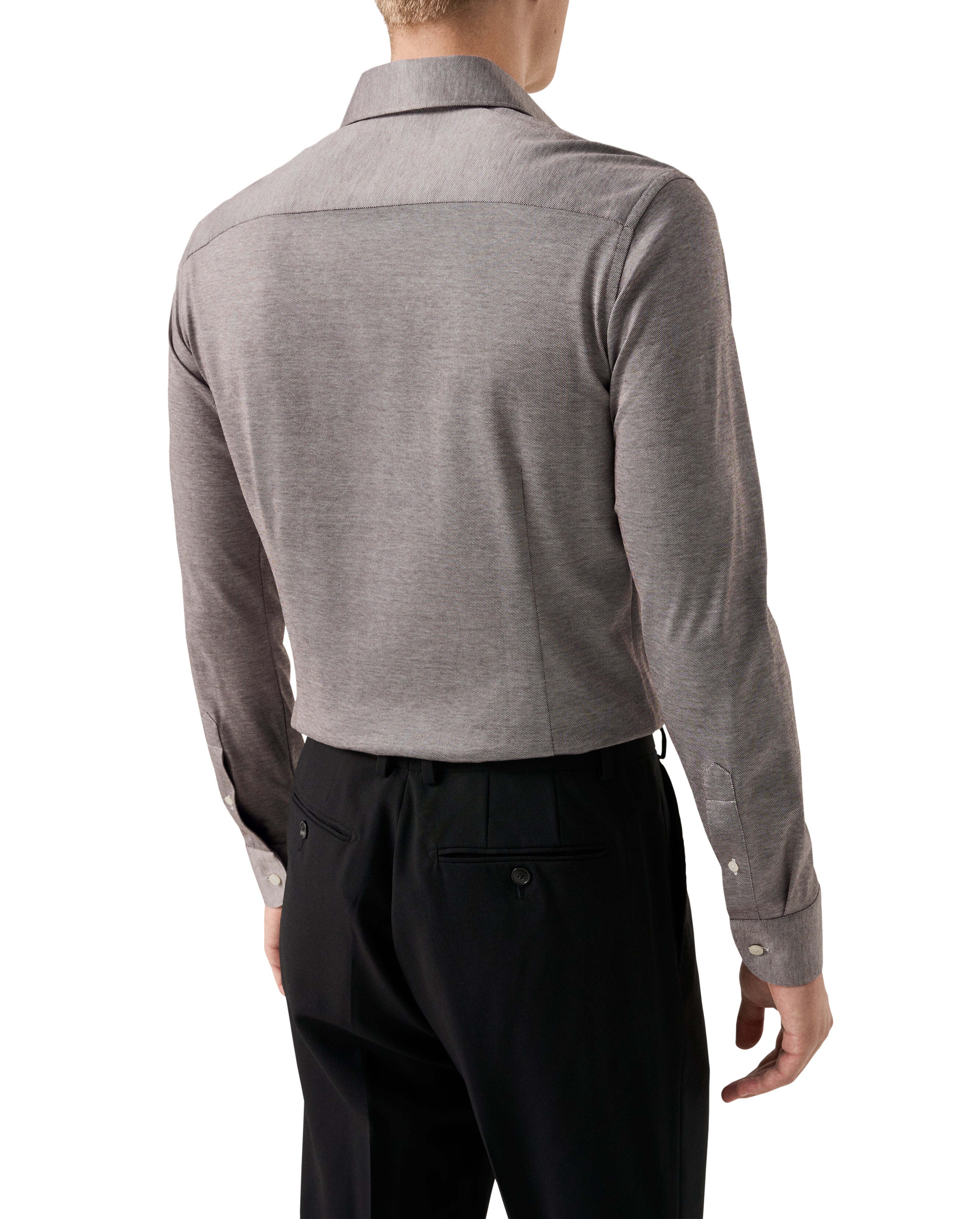 ETON - SLIM FIT Filo Di Scozia Jacquard Knit Shirt in Brown 10001397136