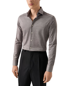 ETON - SLIM FIT Filo Di Scozia Jacquard Knit Shirt in Brown 10001397136