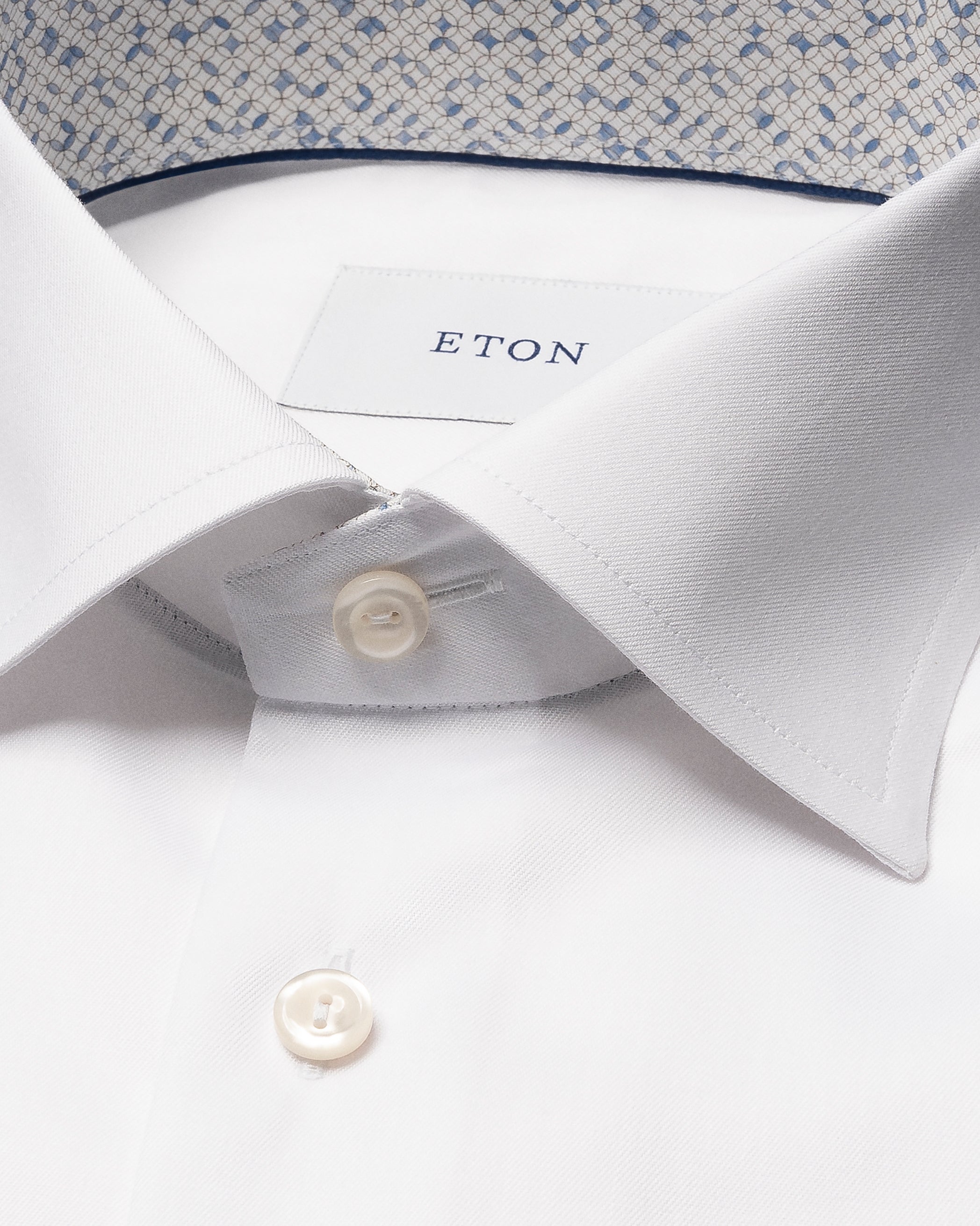 ETON - CONTEMPORARY FIT White Solid Signature Twill Geometric Effect Shirt 100014018 00