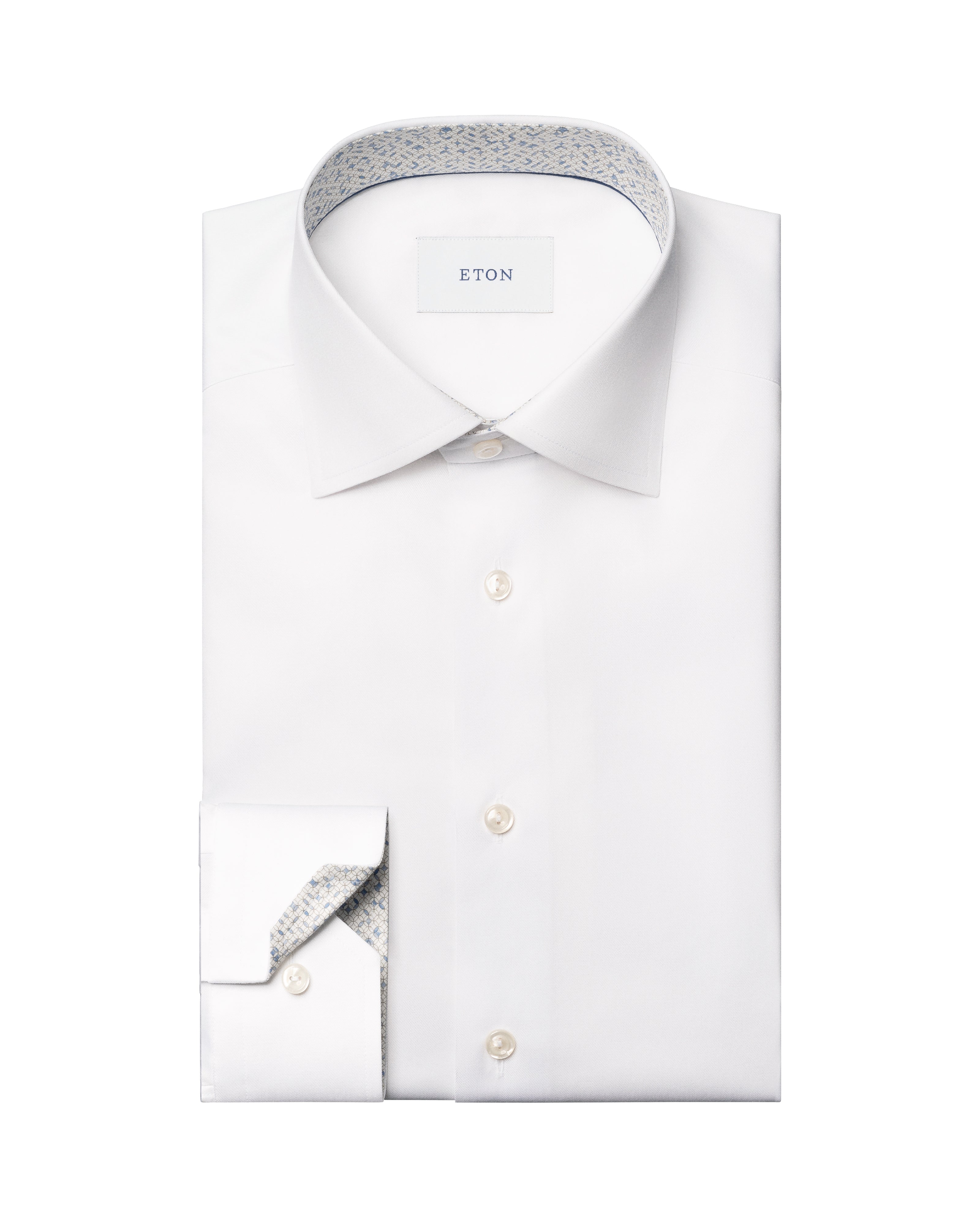 ETON - CONTEMPORARY FIT White Solid Signature Twill Geometric Effect Shirt 100014018 00
