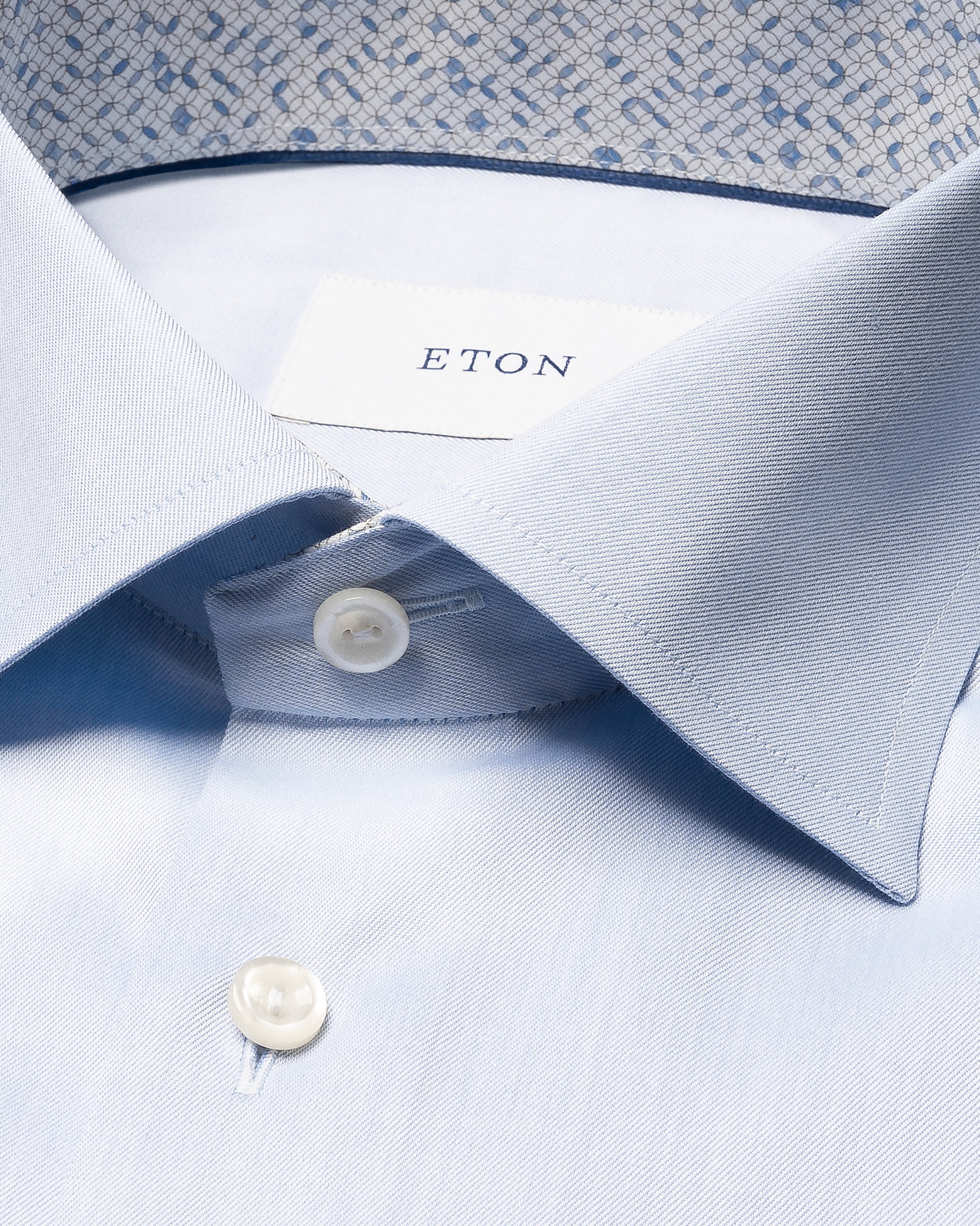 ETON - CONTEMPORARY FIT Sky Blue Solid Signature Twill Geometric Effect Shirt 100014018 21