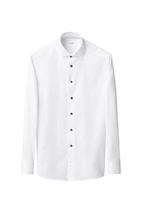 ETON - SLIM FIT White Signature Twill Shirt With Brown Details 10001336428