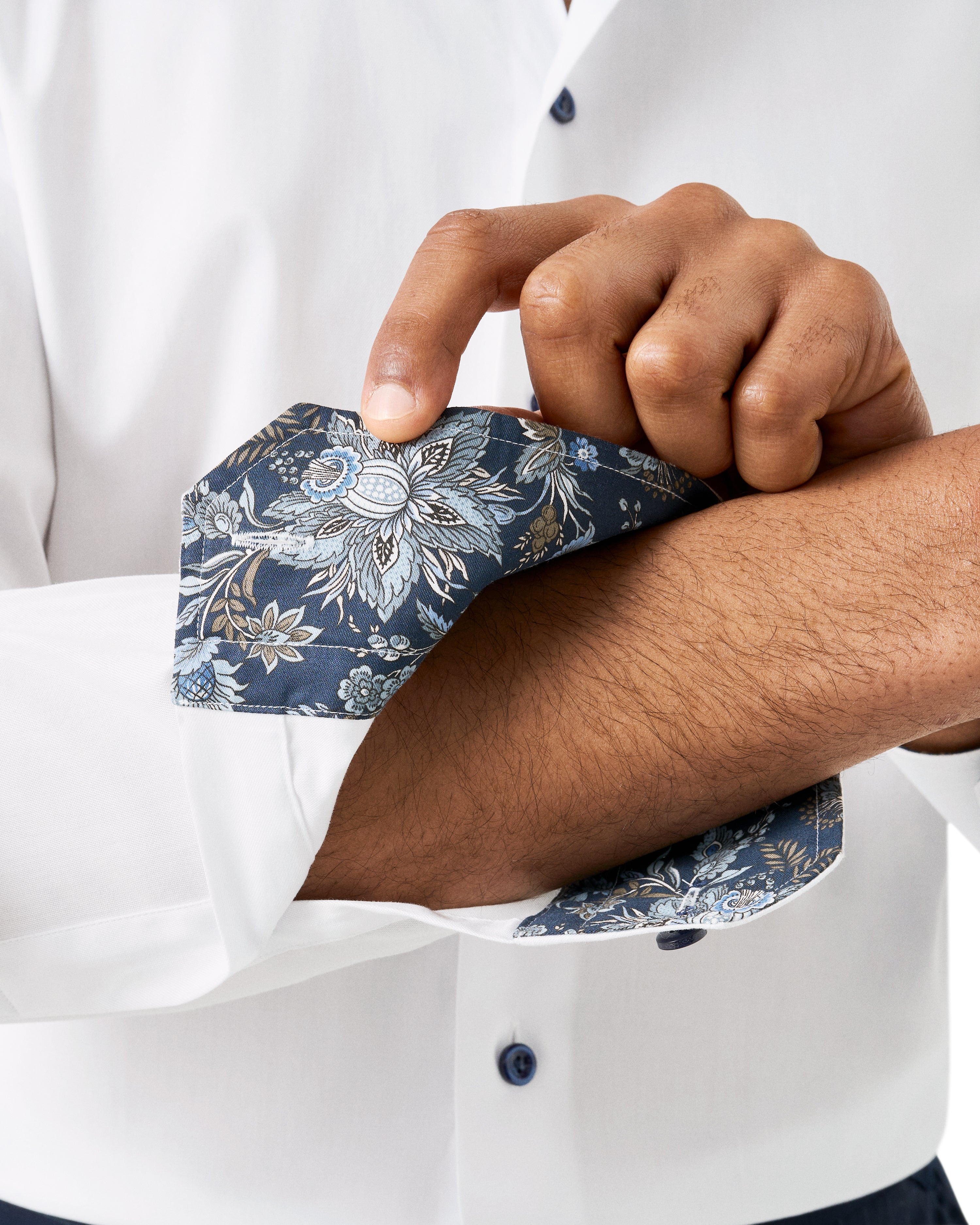 ETON - SLIM FIT White Signature Twill Shirt With Dark Blue Details 10001439600