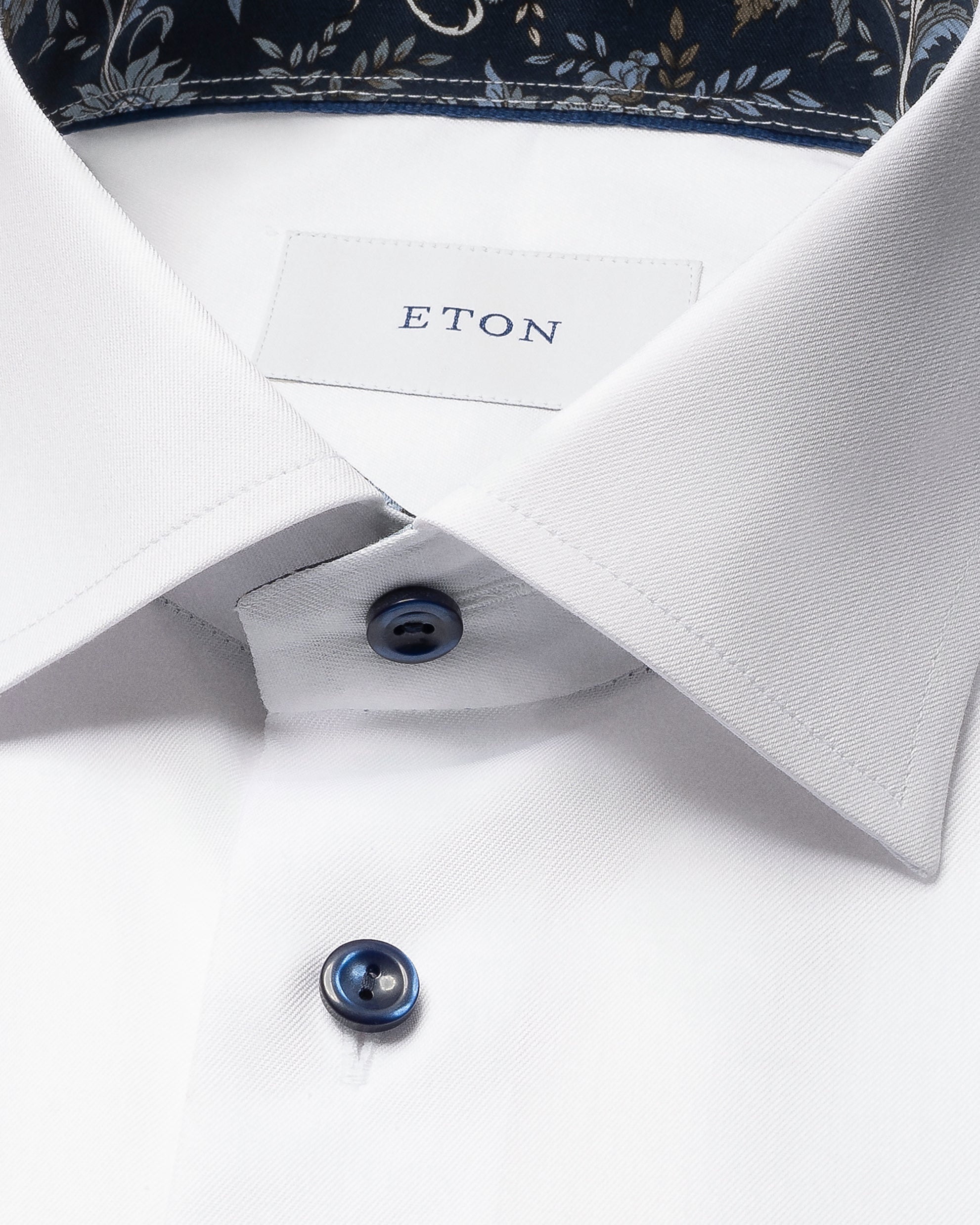 ETON - SLIM FIT White Signature Twill Shirt With Dark Blue Details 10001439600
