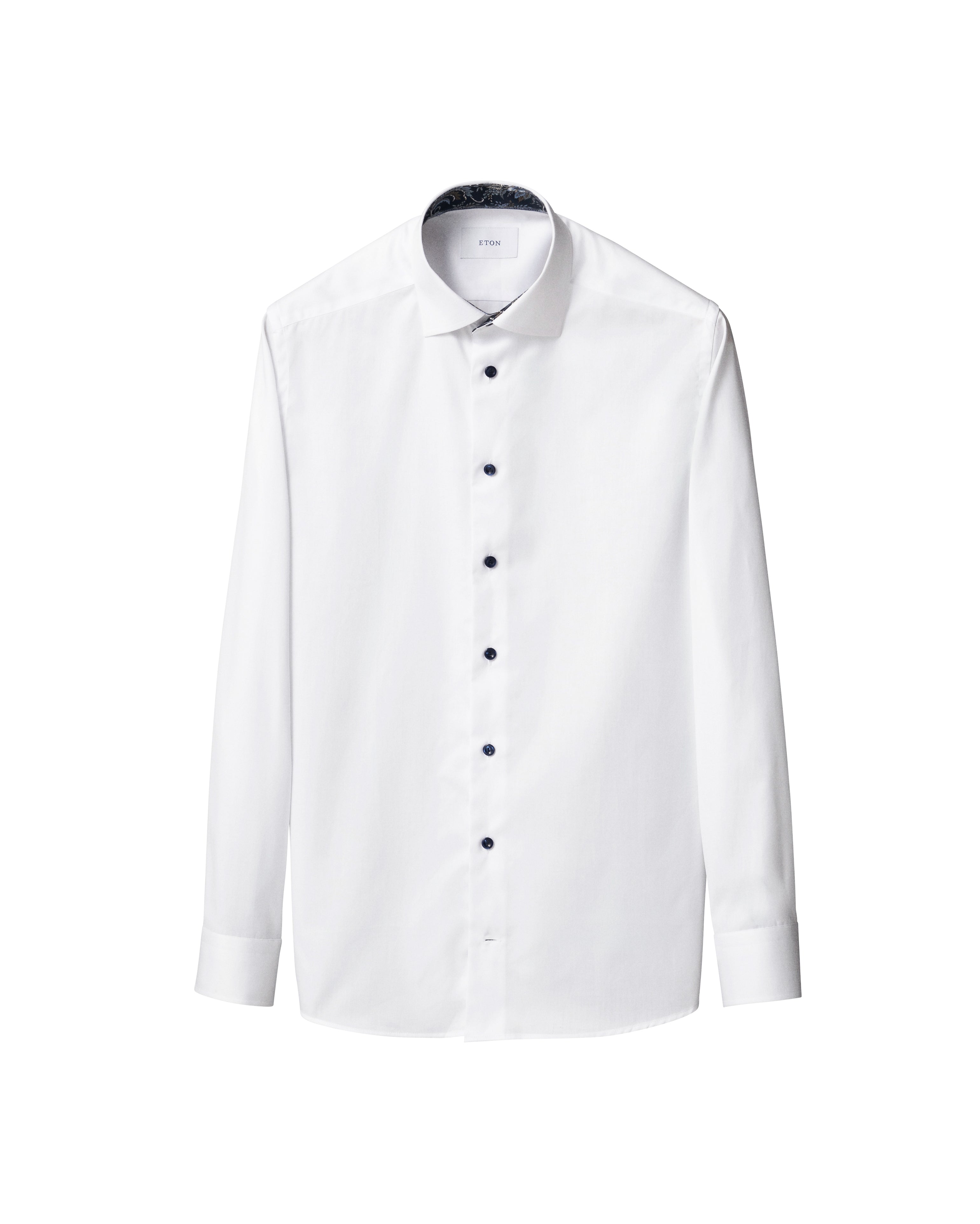 ETON - SLIM FIT White Signature Twill Shirt With Dark Blue Details 10001439600