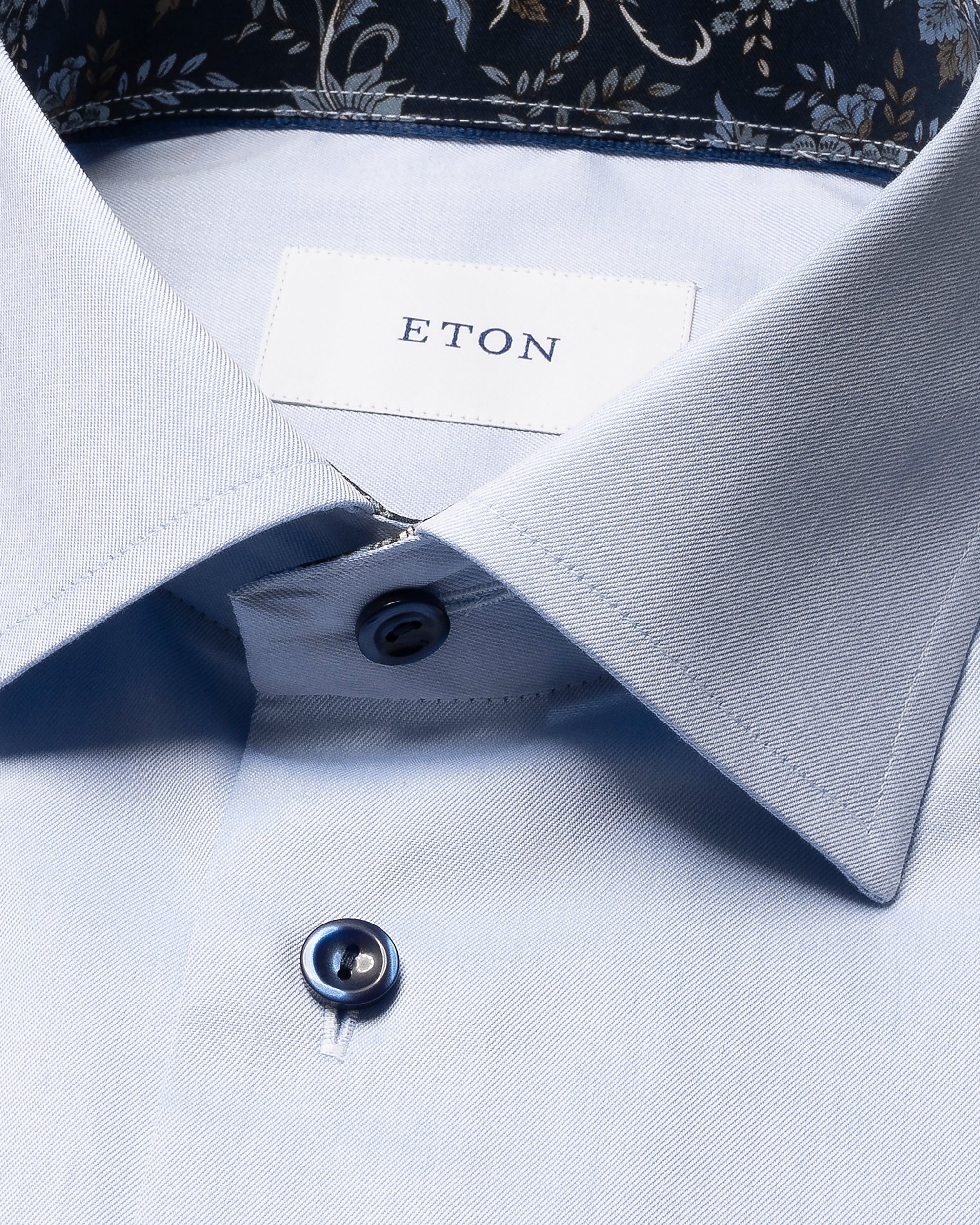 ETON - SLIM FIT Sky Blue Signature Twill Shirt With Dark Blue Details 10001439621