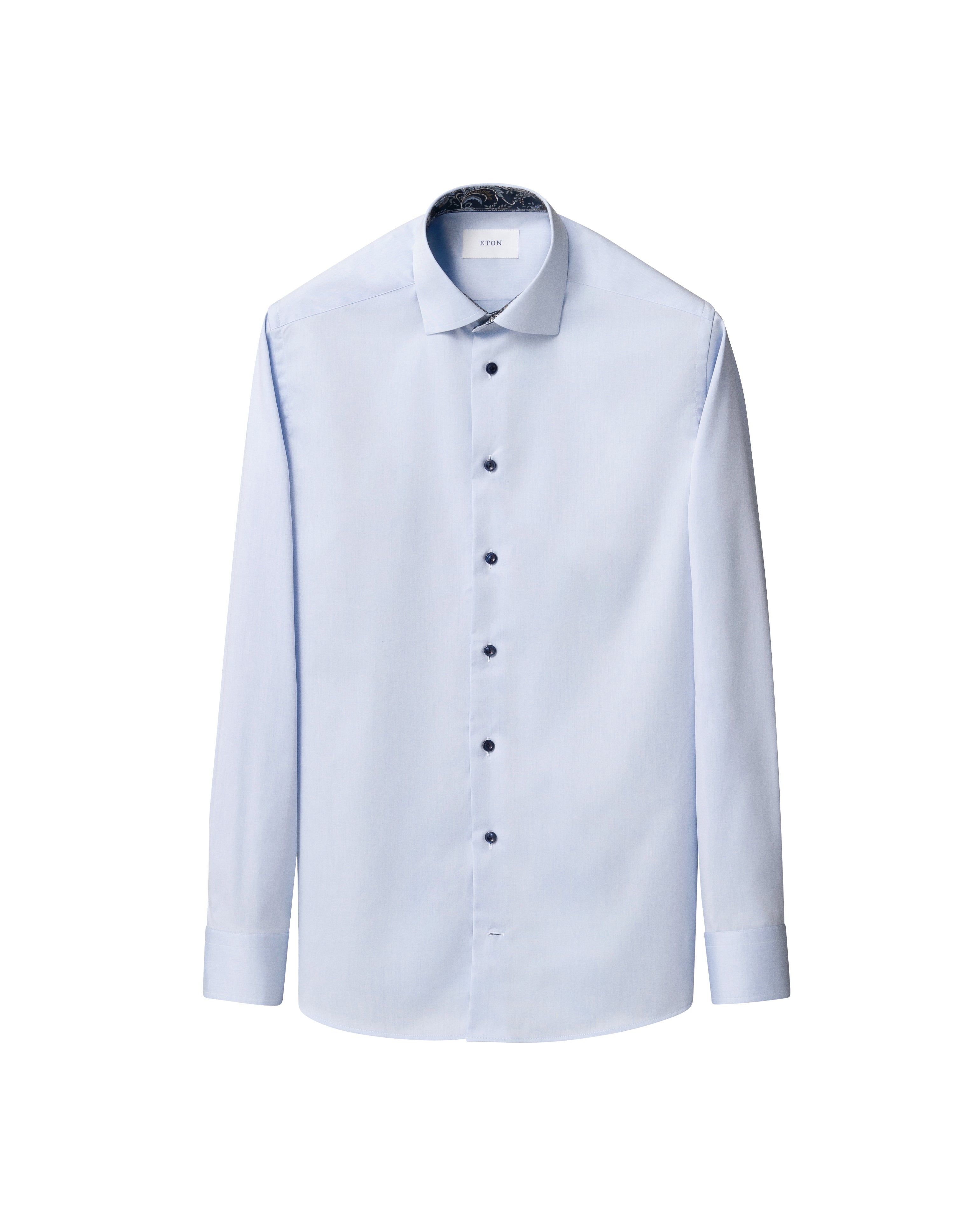 ETON - SLIM FIT Sky Blue Signature Twill Shirt With Dark Blue Details 10001439621