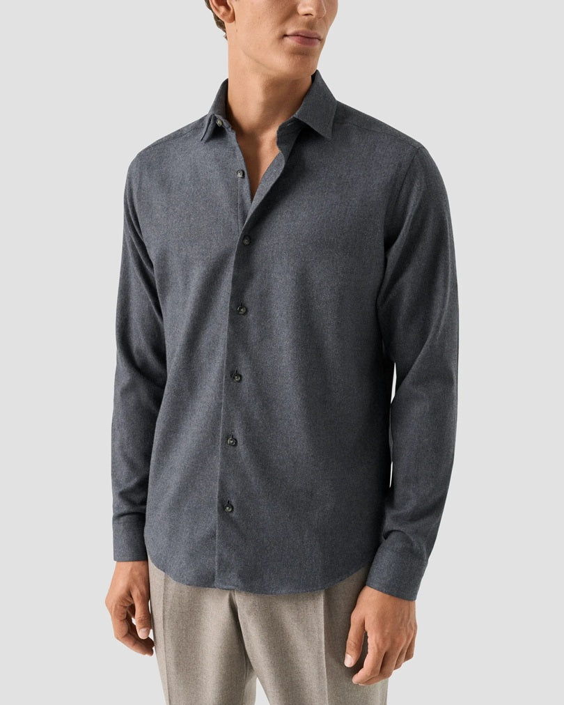 ETON - CASUAL FIT Flannel Shirt In Dark Blue 10001445726