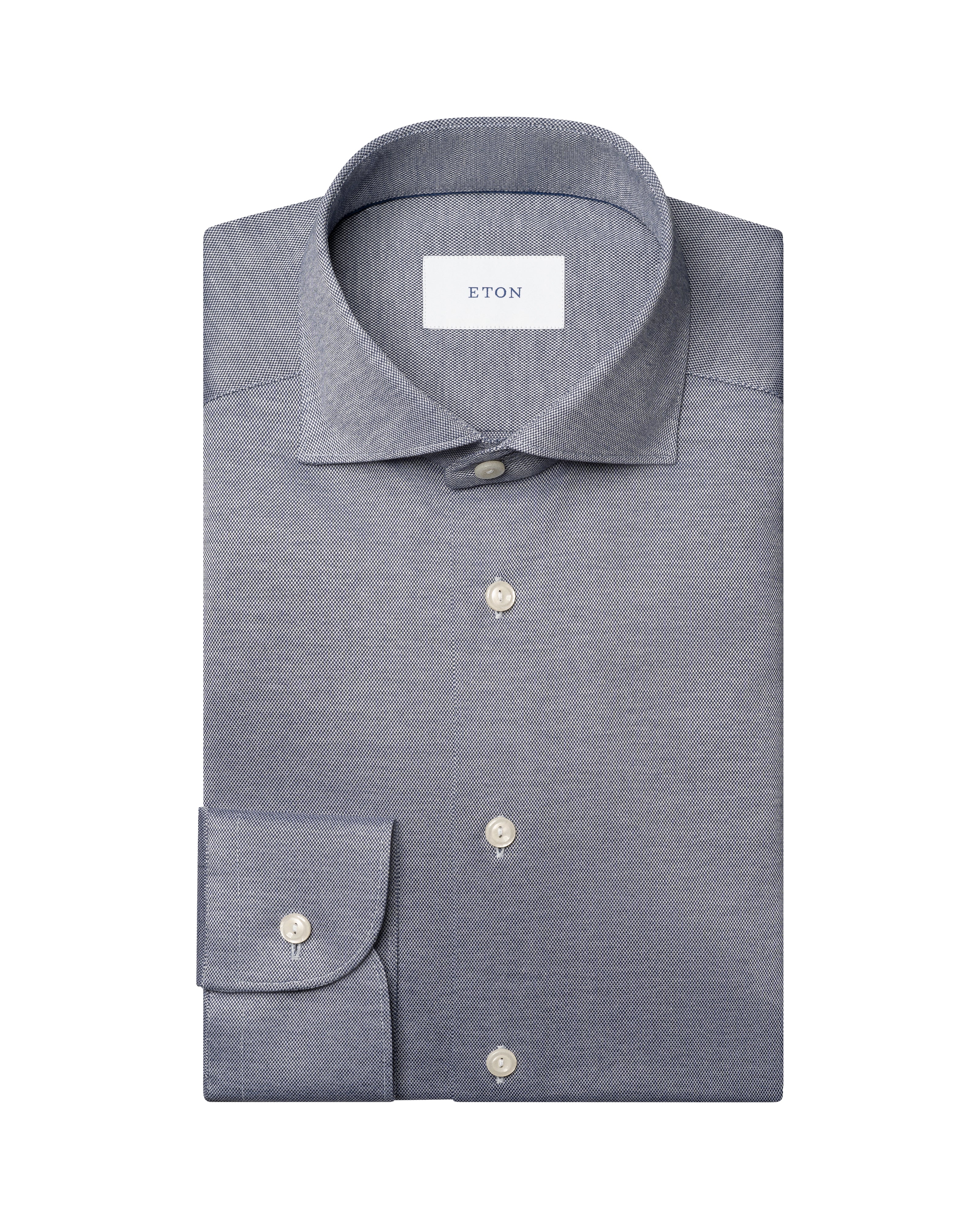 ETON - CONTEMPORARY FIT Filo di Scozia Oxford Shirt in Mid Blue 10001450025