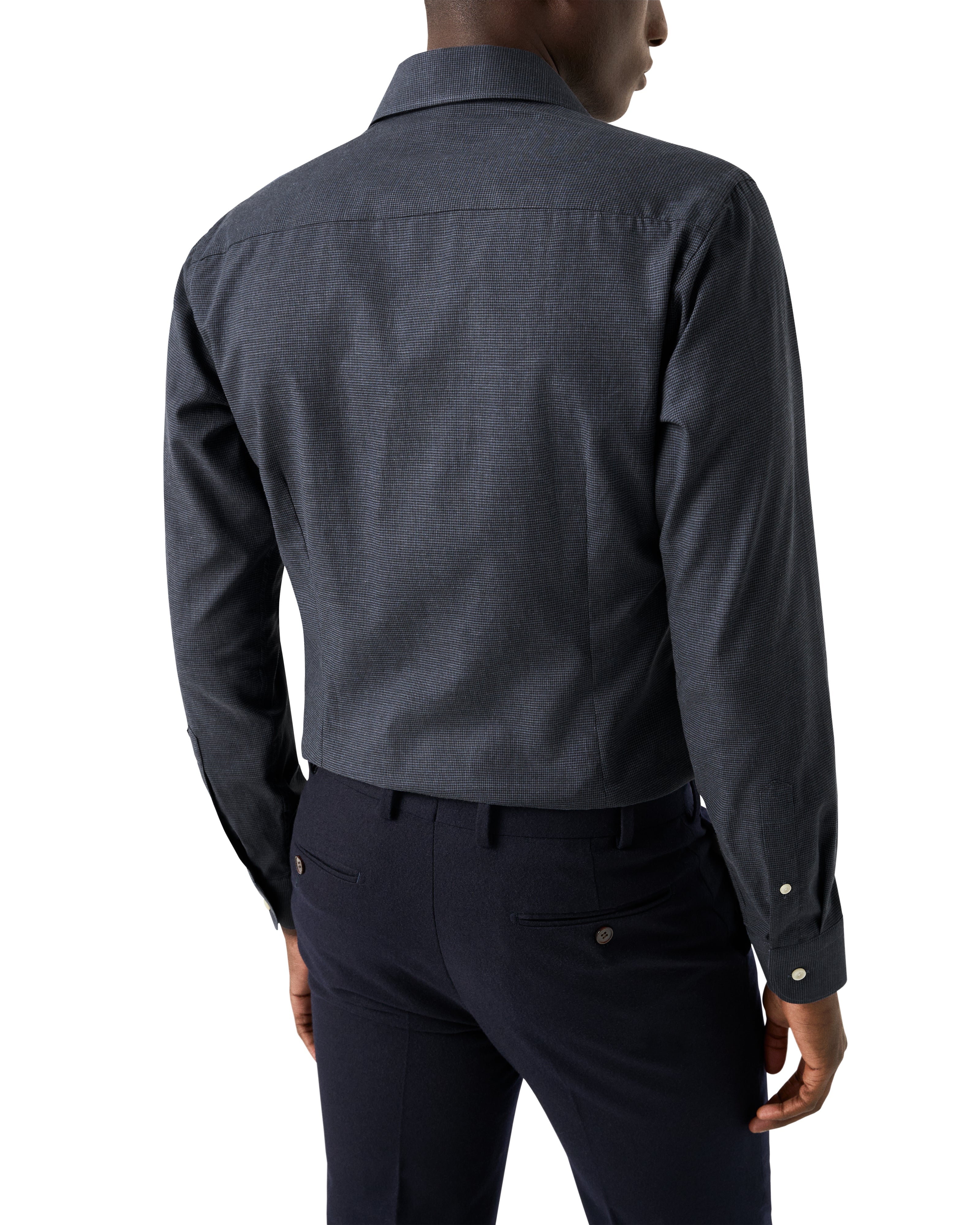 ETON - CONTEMPORARY FIT Dark Blue Micro Check Signature Flannel Shirt 10001450627