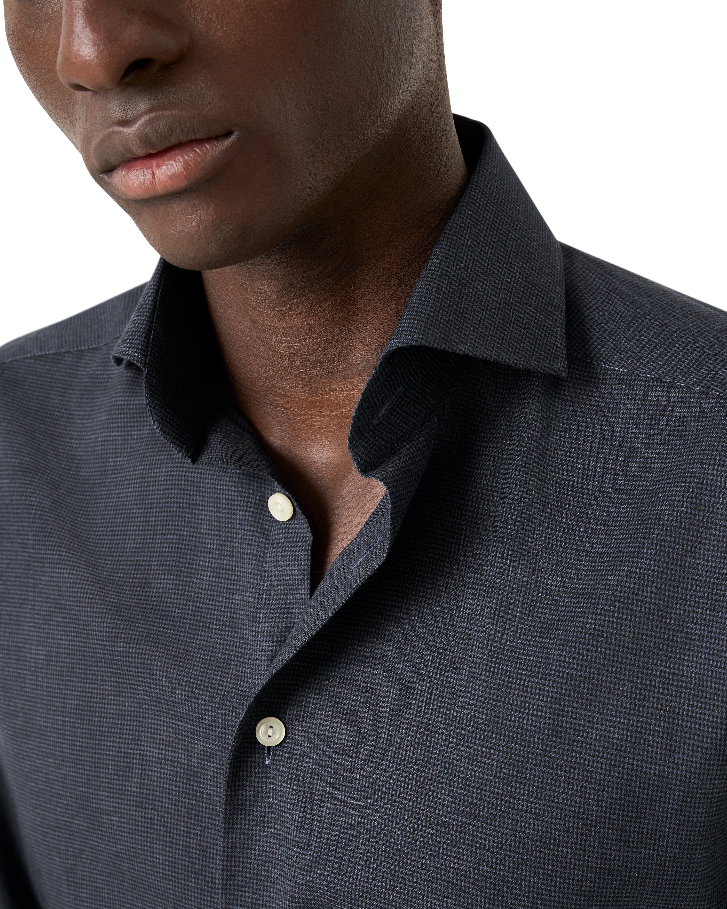 ETON - CONTEMPORARY FIT Dark Blue Micro Check Signature Flannel Shirt 10001450627