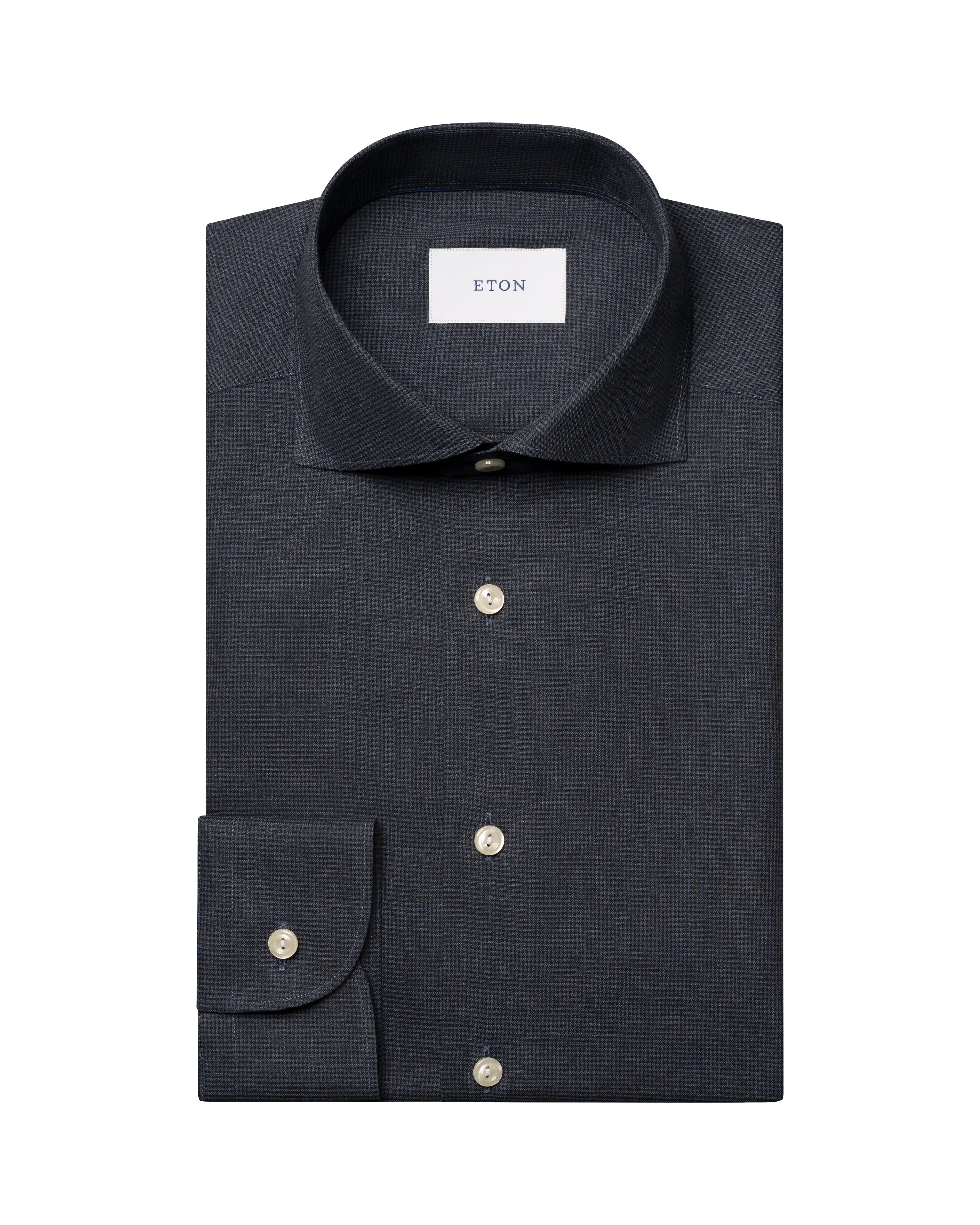 ETON - CONTEMPORARY FIT Dark Blue Micro Check Signature Flannel Shirt 10001450627