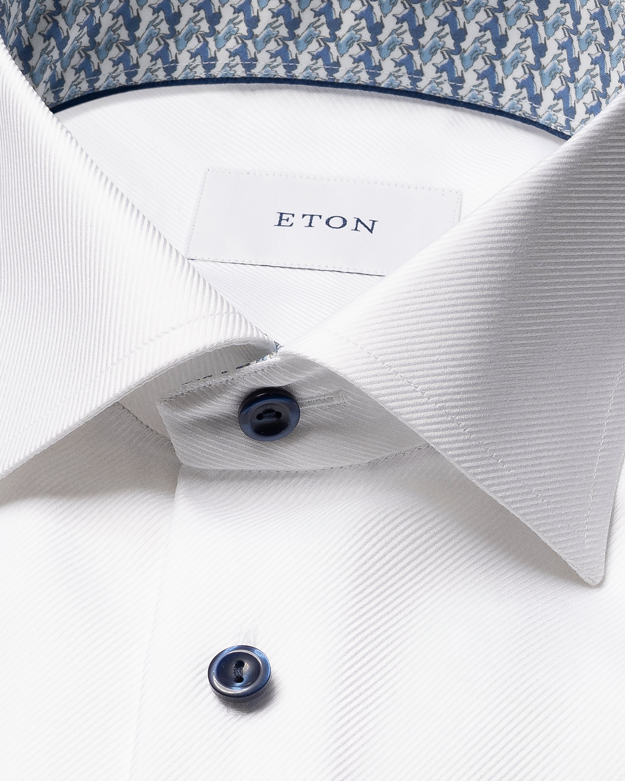 ETON - SLIM FIT White Textured Twill Shirt With Fox and Hare Trim 10001454200