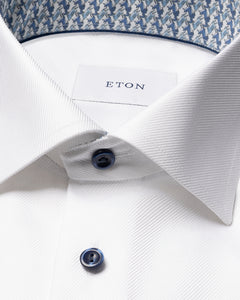 ETON - SLIM FIT White Textured Twill Shirt With Fox and Hare Trim 10001454200
