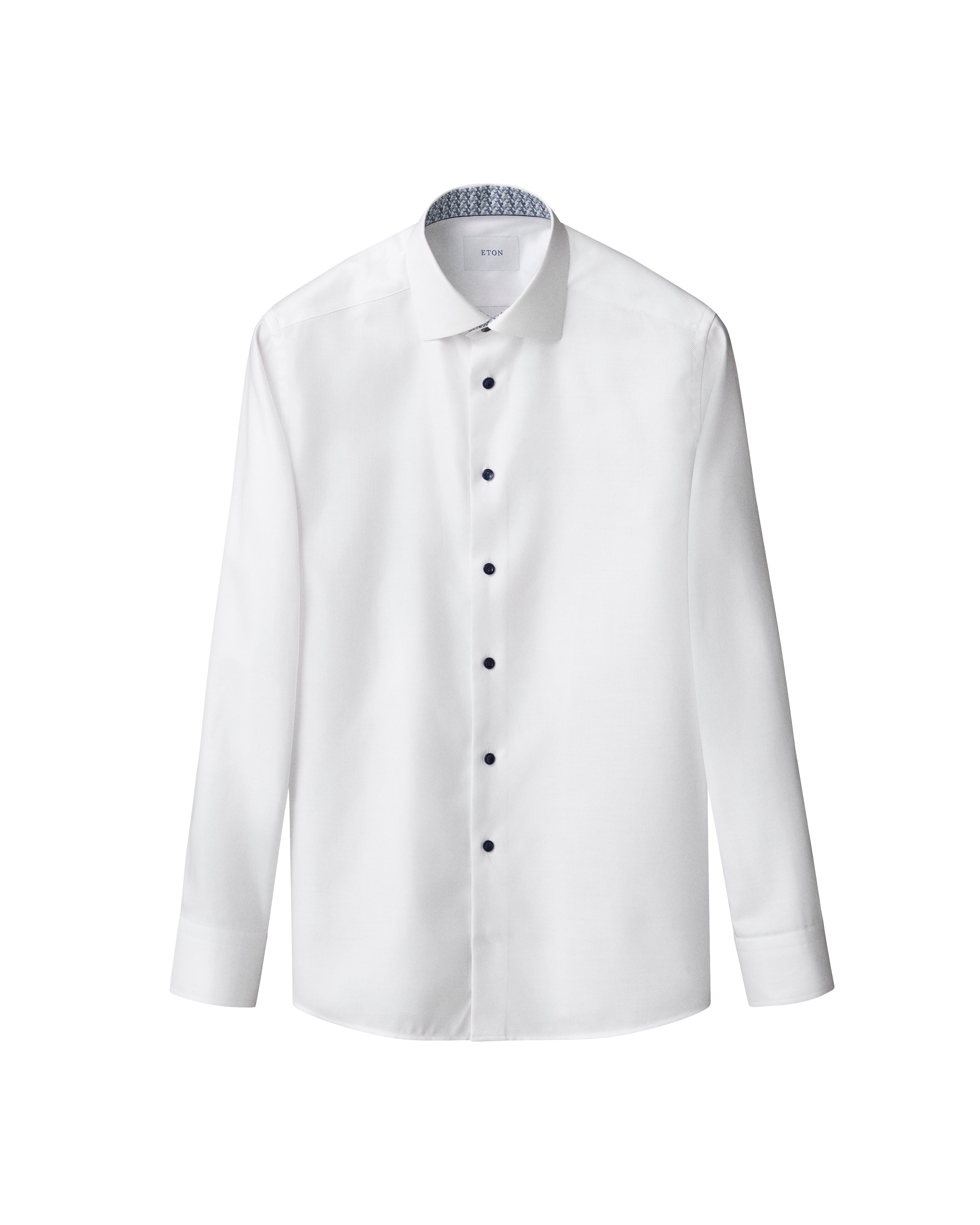 ETON - SLIM FIT White Textured Twill Shirt With Fox and Hare Trim 10001454200