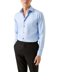 ETON - SLIM FIT Sky Blue Textured Twill Shirt With Fox and Hare Trim 10001454222
