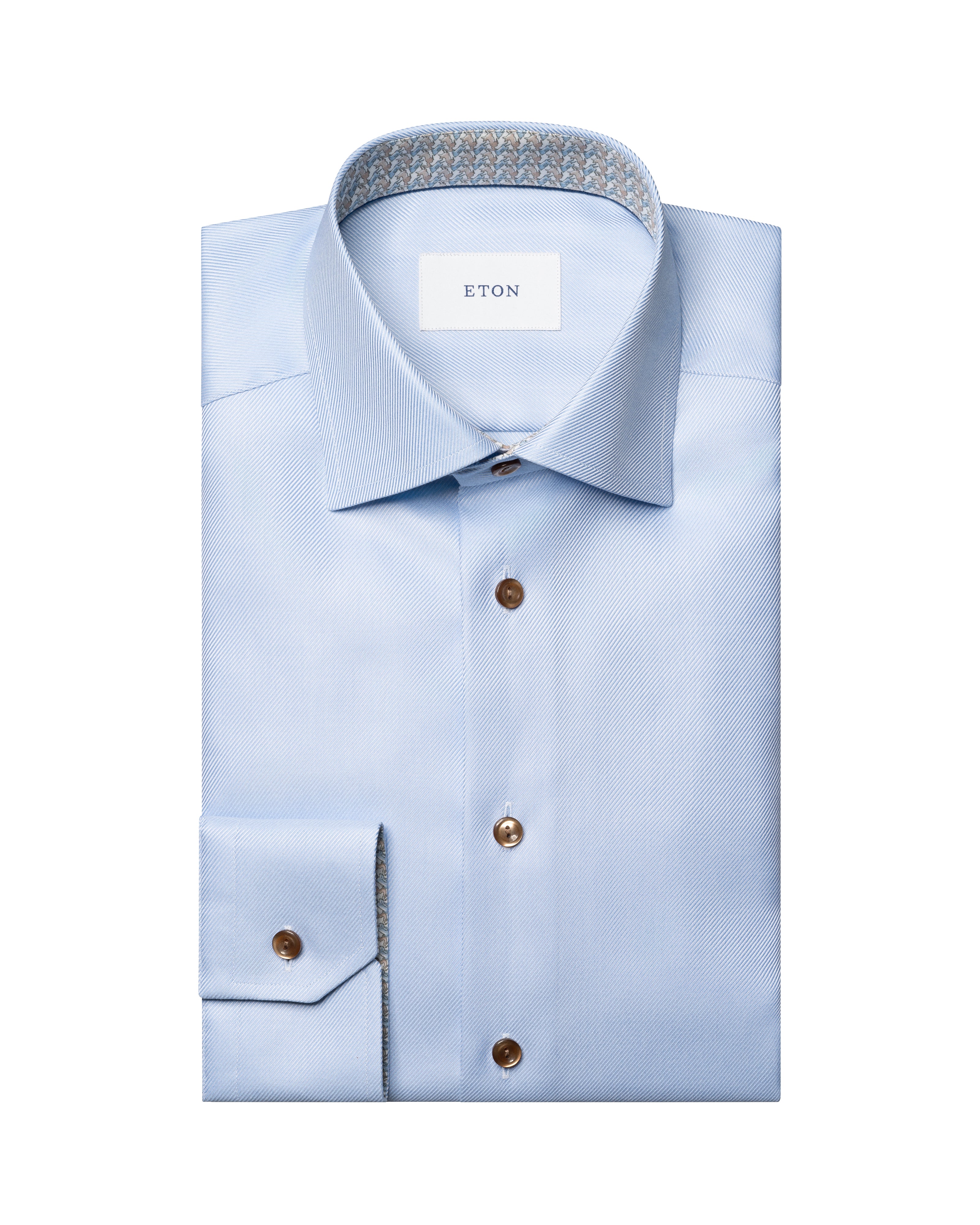 ETON - SLIM FIT Sky Blue Textured Twill Shirt With Fox and Hare Trim 10001454222