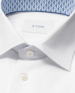 ETON - White SLIM FIT Signature Twill Cotton Shirt With Geometric Trim 10001460900
